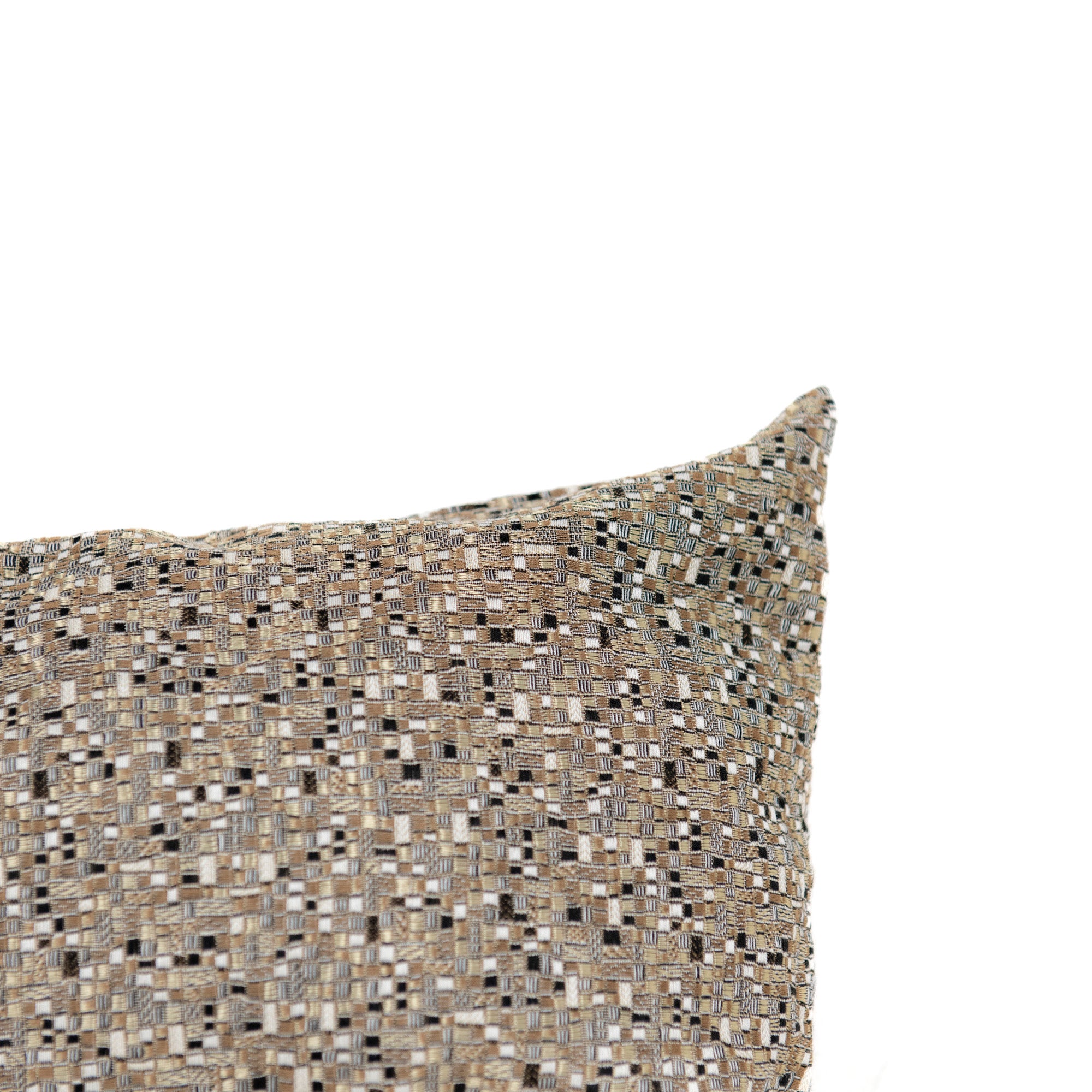 Coussin lombaire à motif mosaïque - Beige & Noir