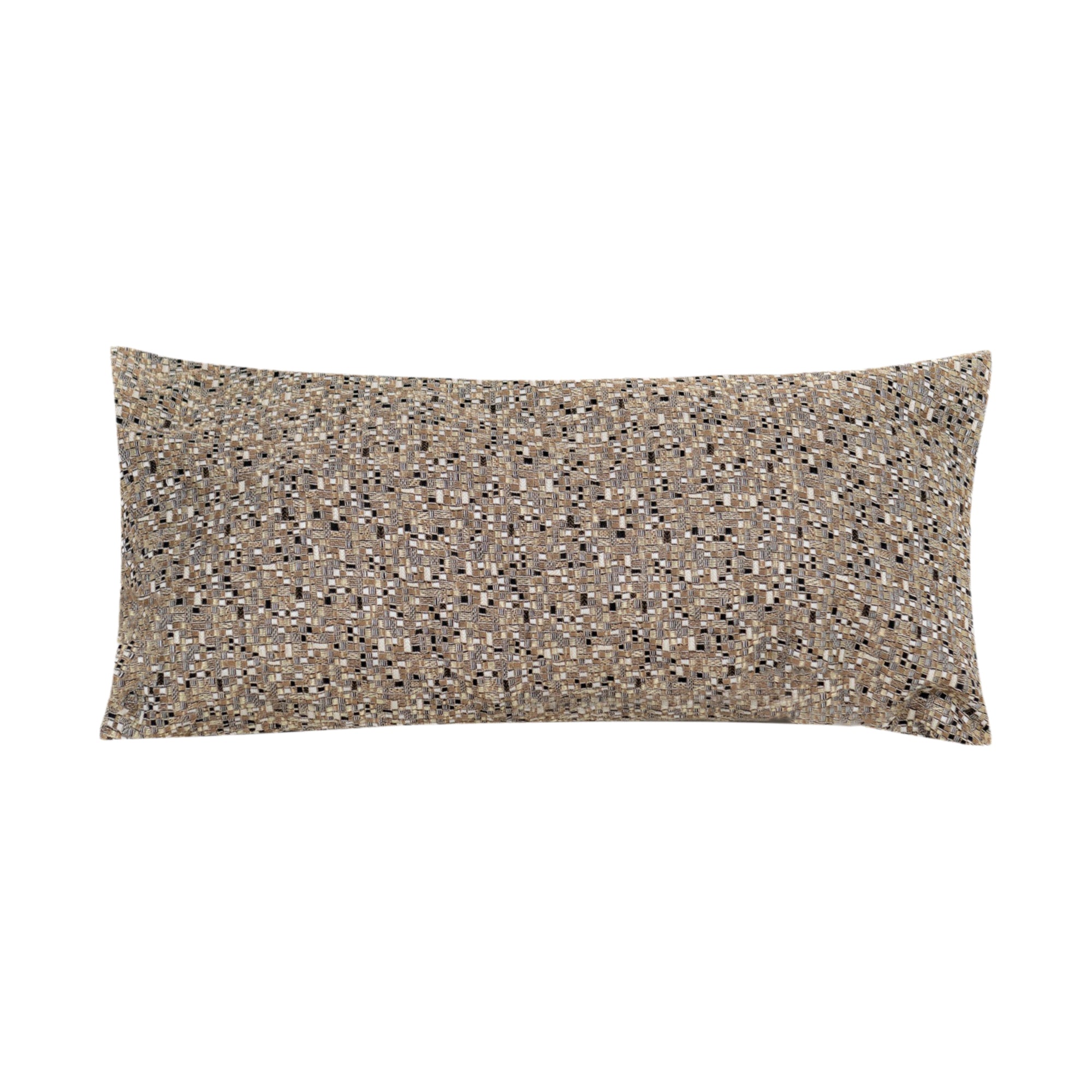 Coussin lombaire à motif mosaïque - Beige & Noir