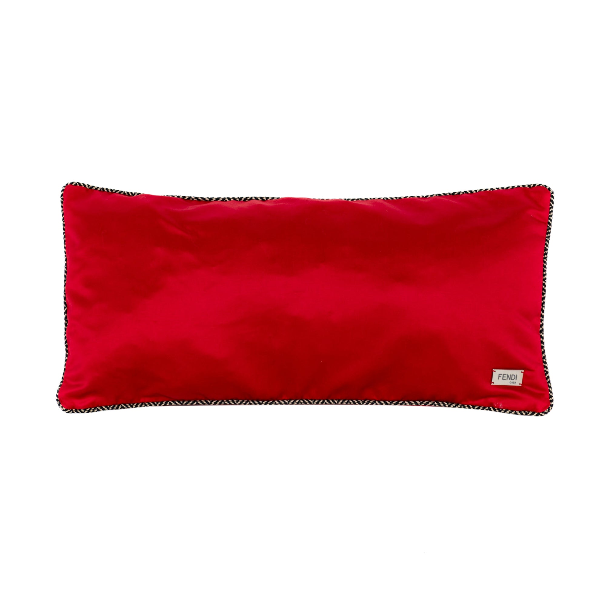 Coussin rectangulaire en coton à bordure - Rouge