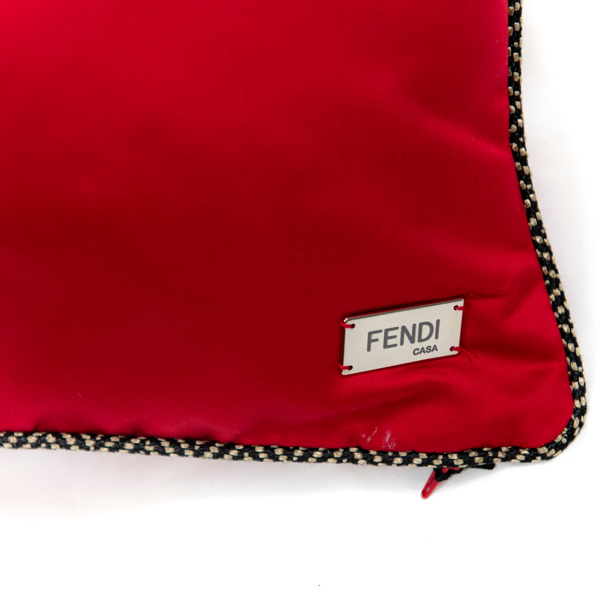 Coussin rectangulaire en coton à bordure - Rouge