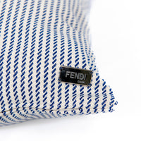 Coussin décoratif à rayures verticales - Bleu & Blanc
