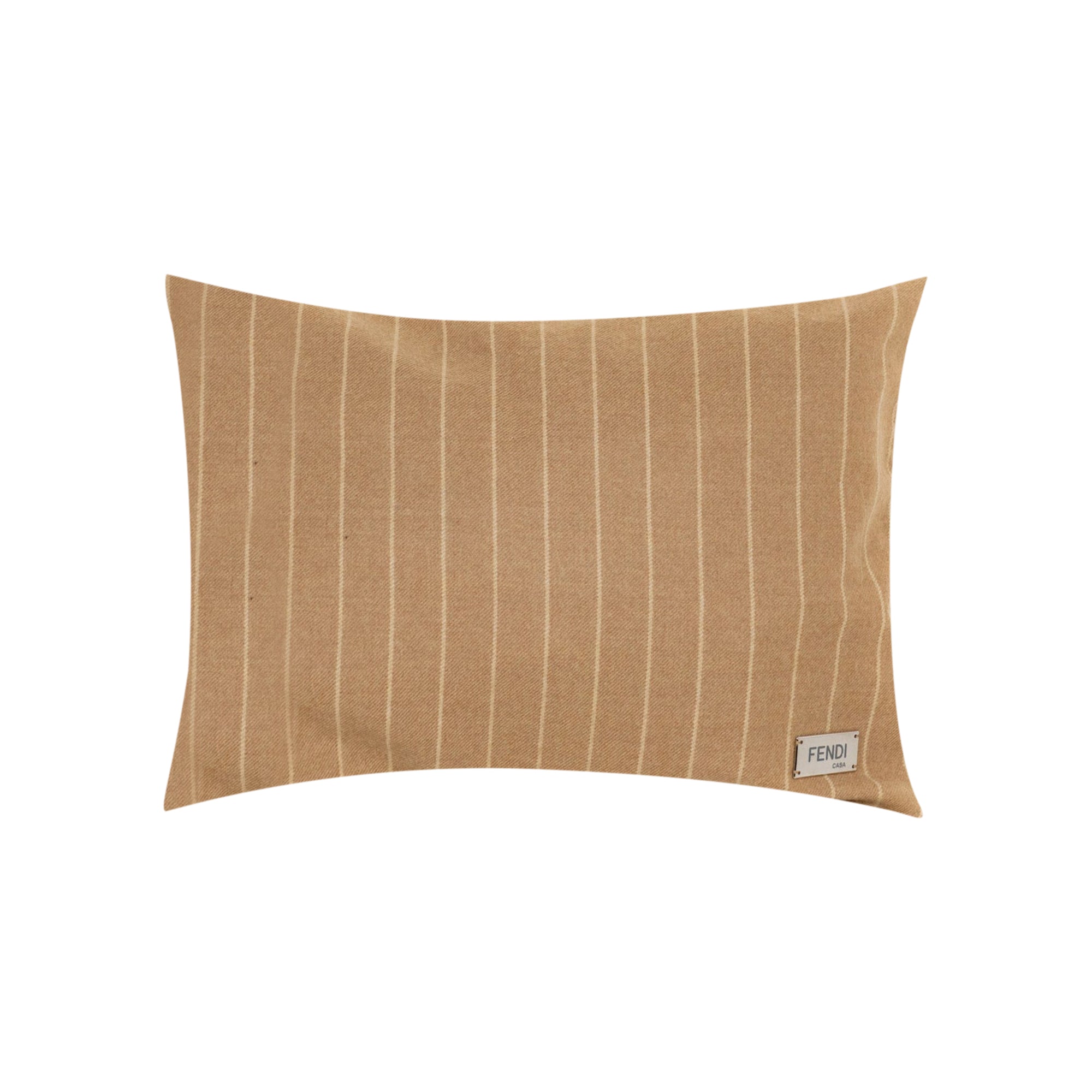 Coussin rectangulaire en laine à rayures - Marron Clair