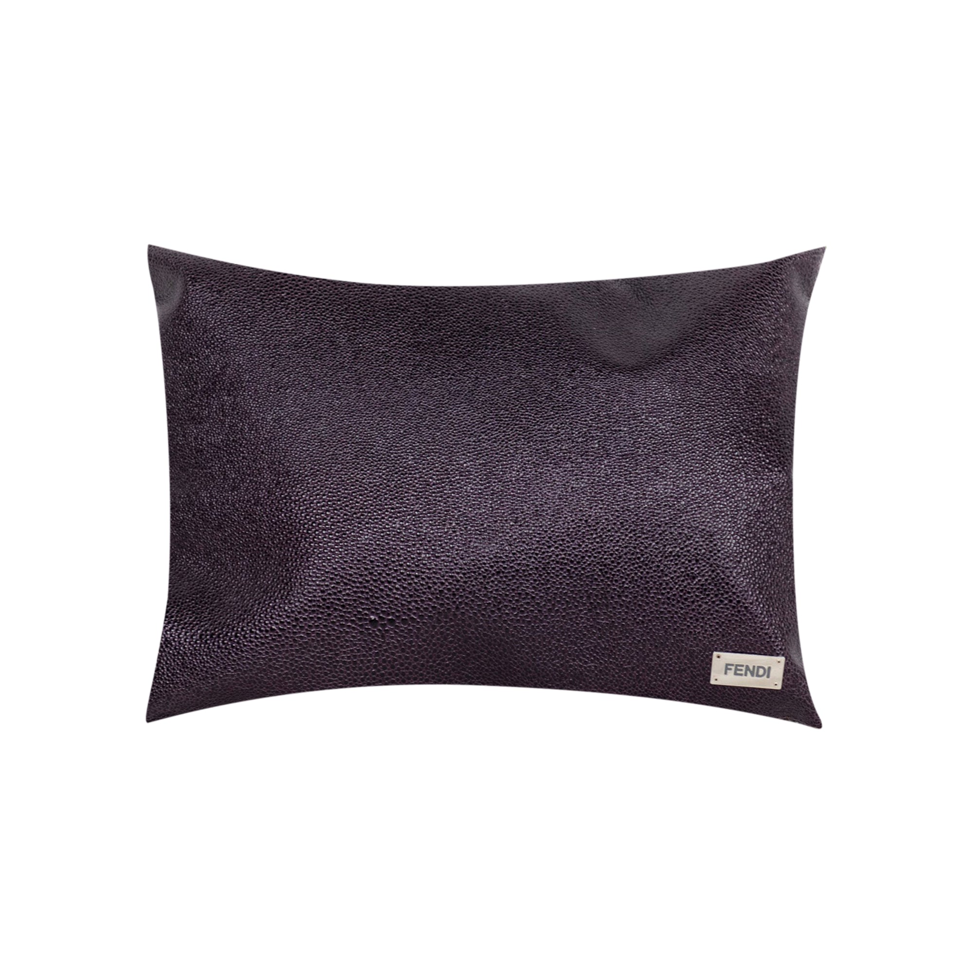 Coussin rectangulaire en cuir texturé - Marron Pourpre