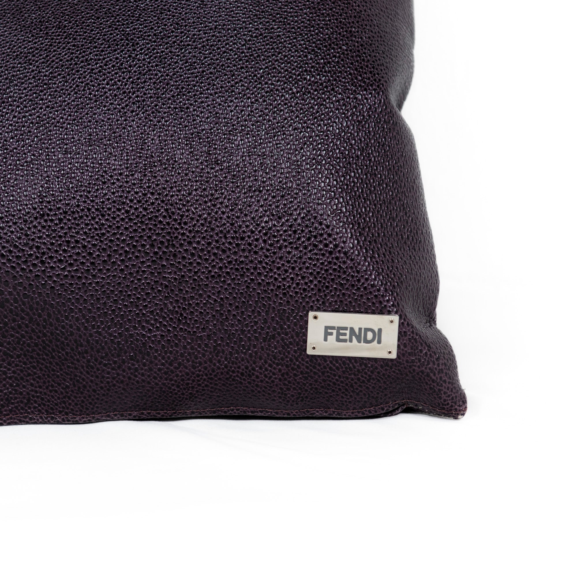 Coussin rectangulaire en cuir texturé - Marron Pourpre