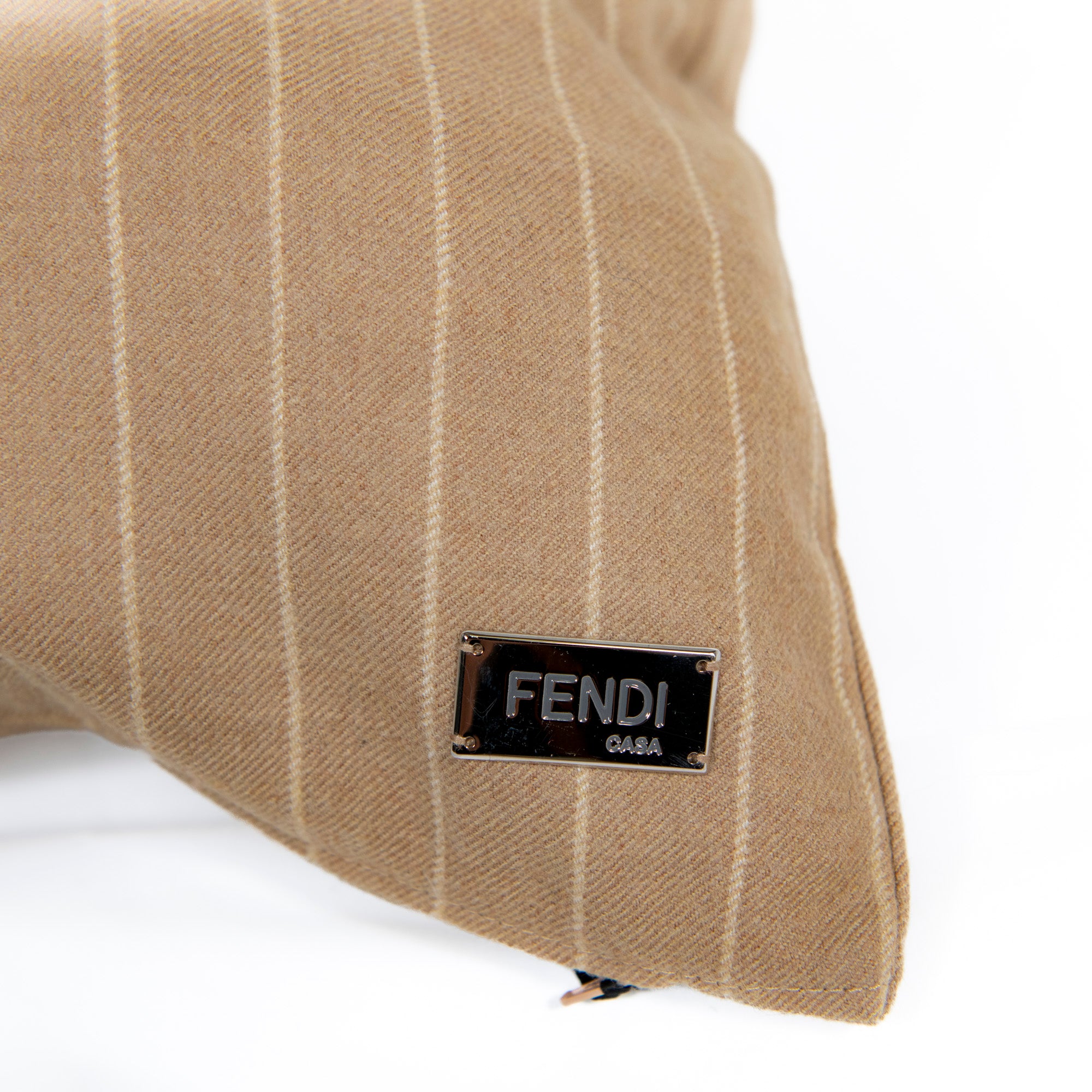 Coussin rectangulaire en laine à rayures - Blanc