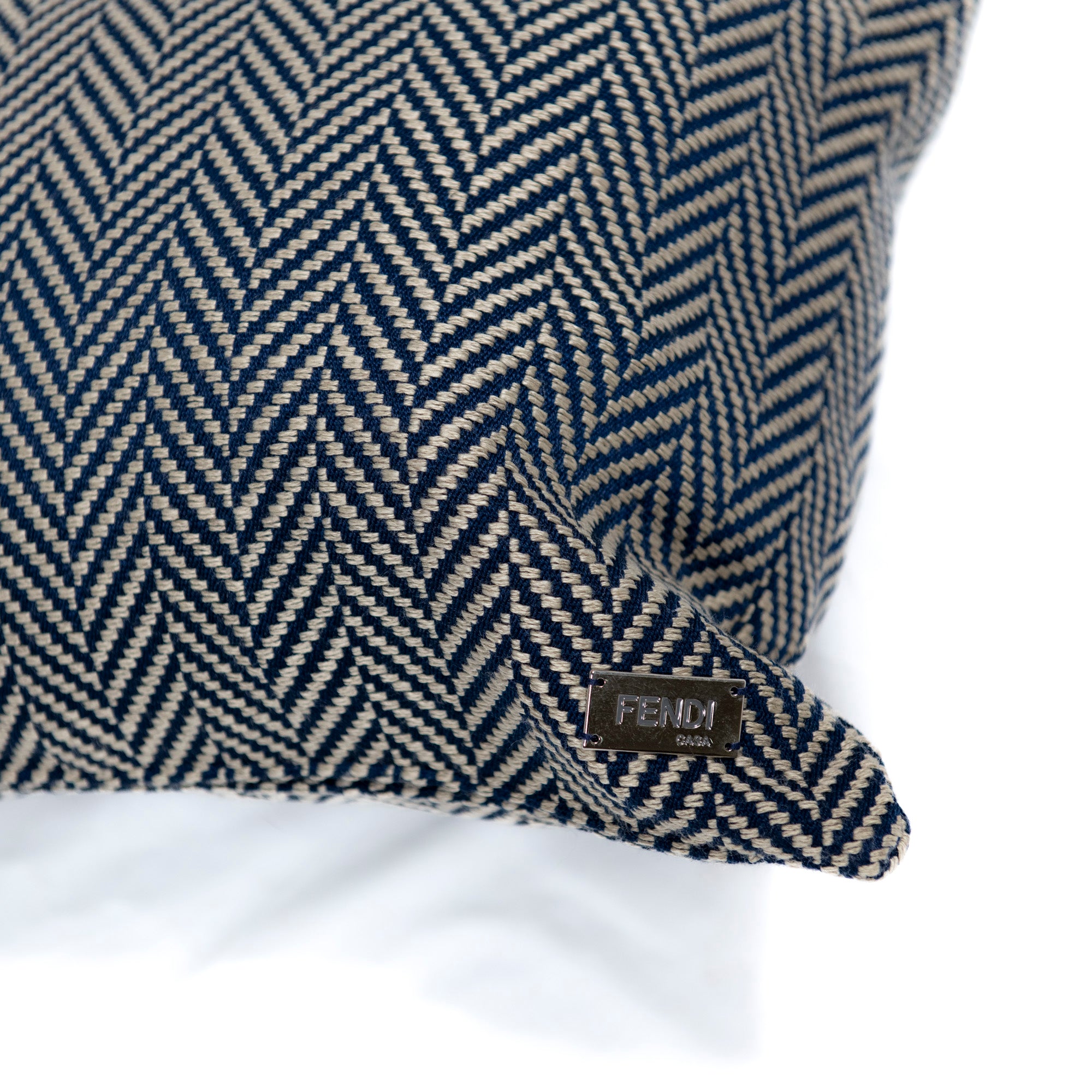 Coussin à motif chevron - Bleu Marine & Beige
