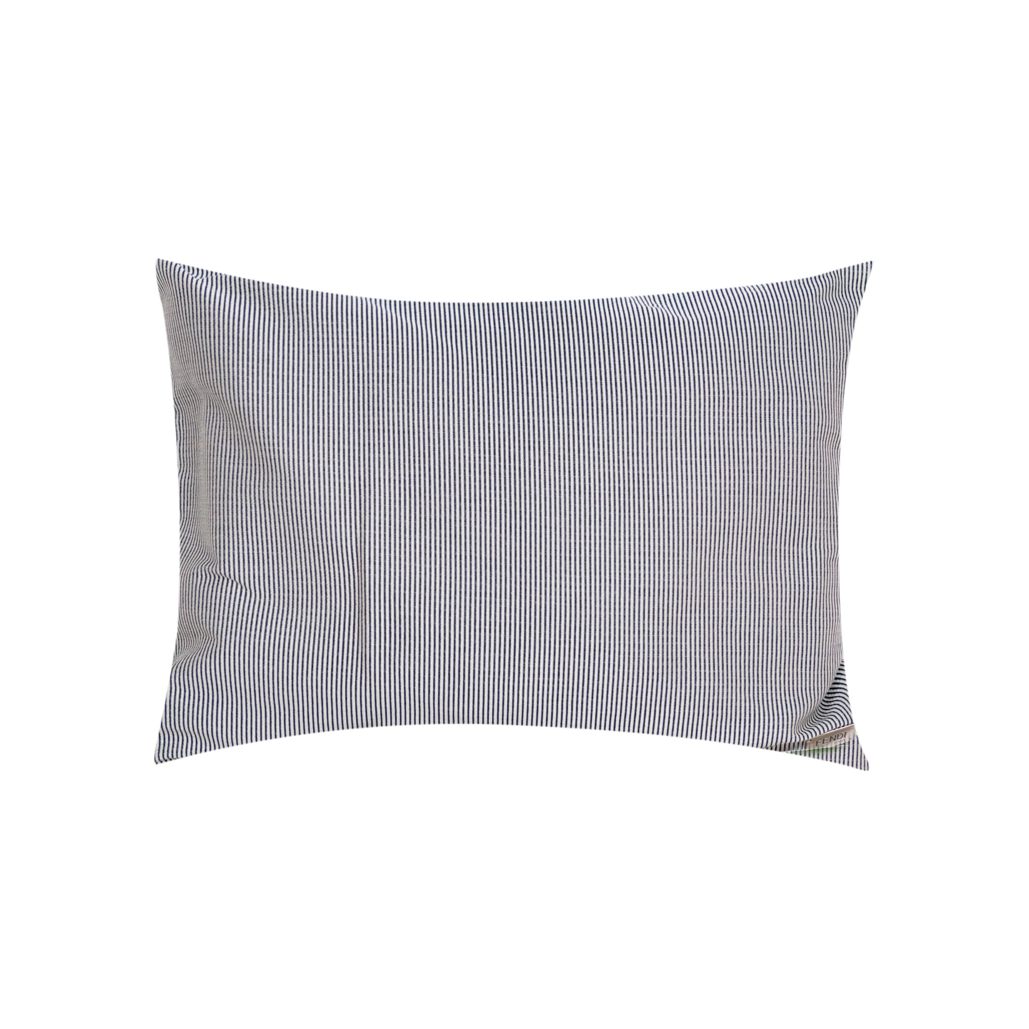 Coussin rayé en coton mélangée - Blanc & Marine