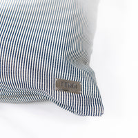 Coussin rayé en coton mélangée - Blanc & Marine