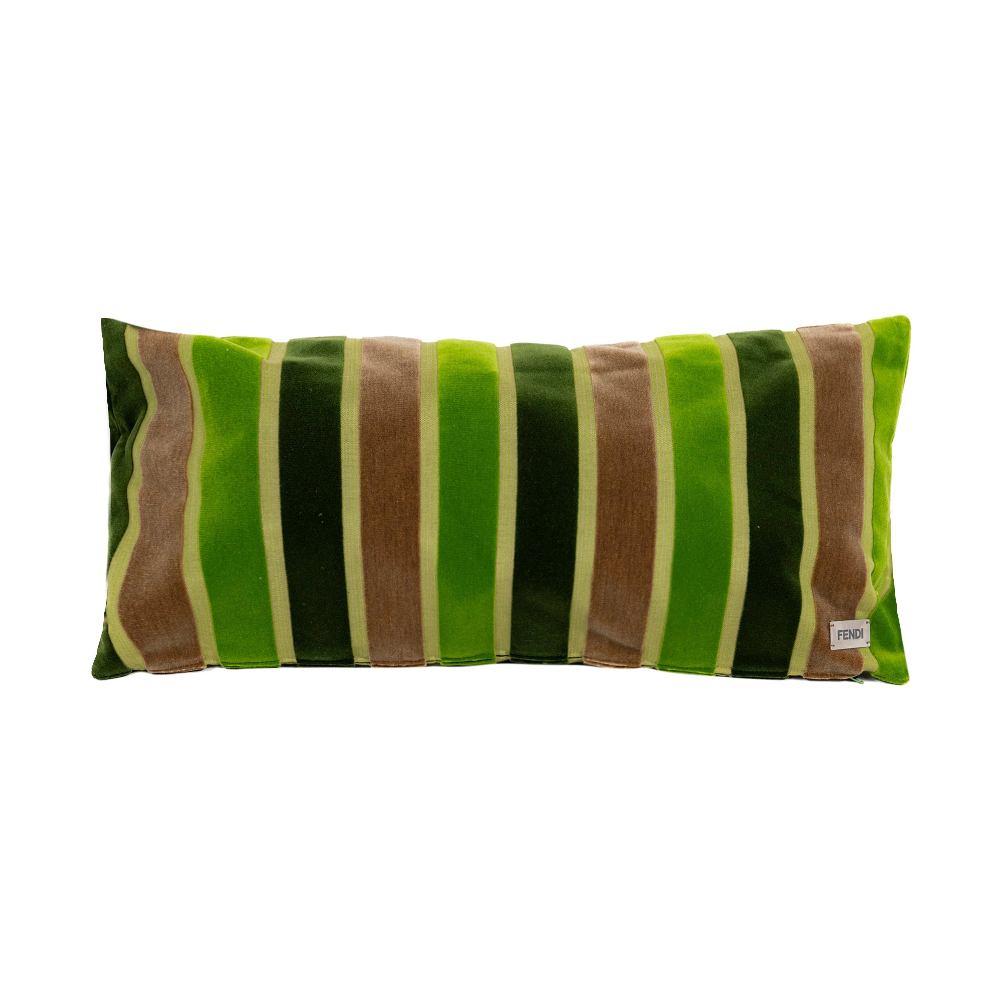 Coussin lombaire à rayures - Marron & Vert