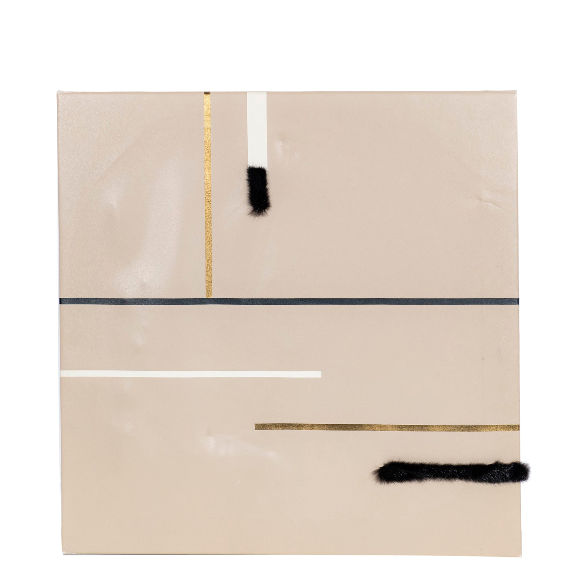 Décoration murale abstraite à lignes géométriques - Beige & Noir