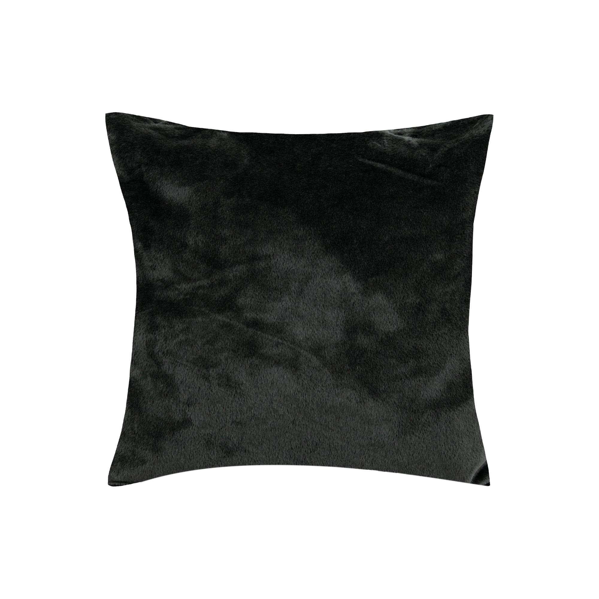 Coussin carré à texture shaggy - Noir