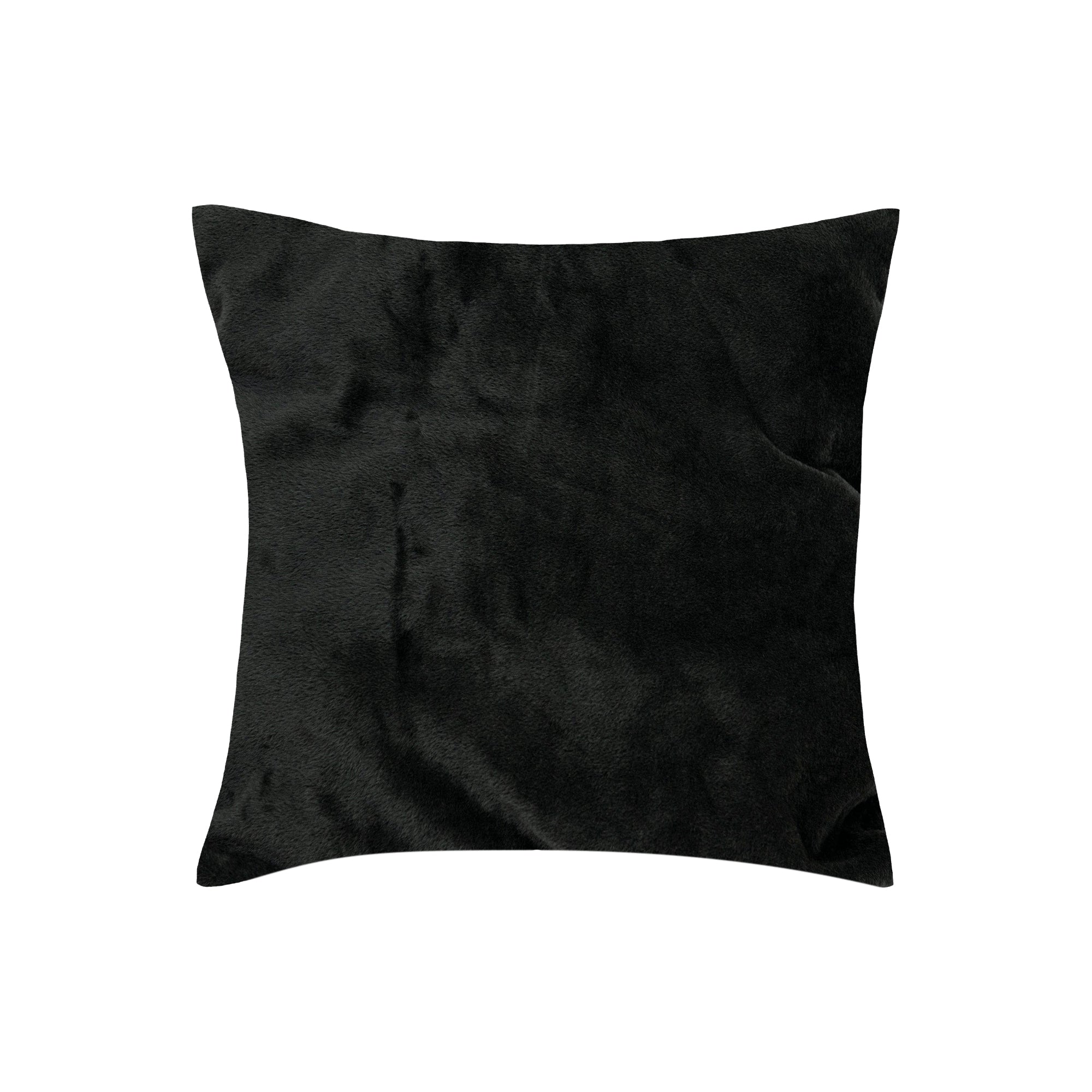 Coussin décoratif à texture pelucheuse - Noir
