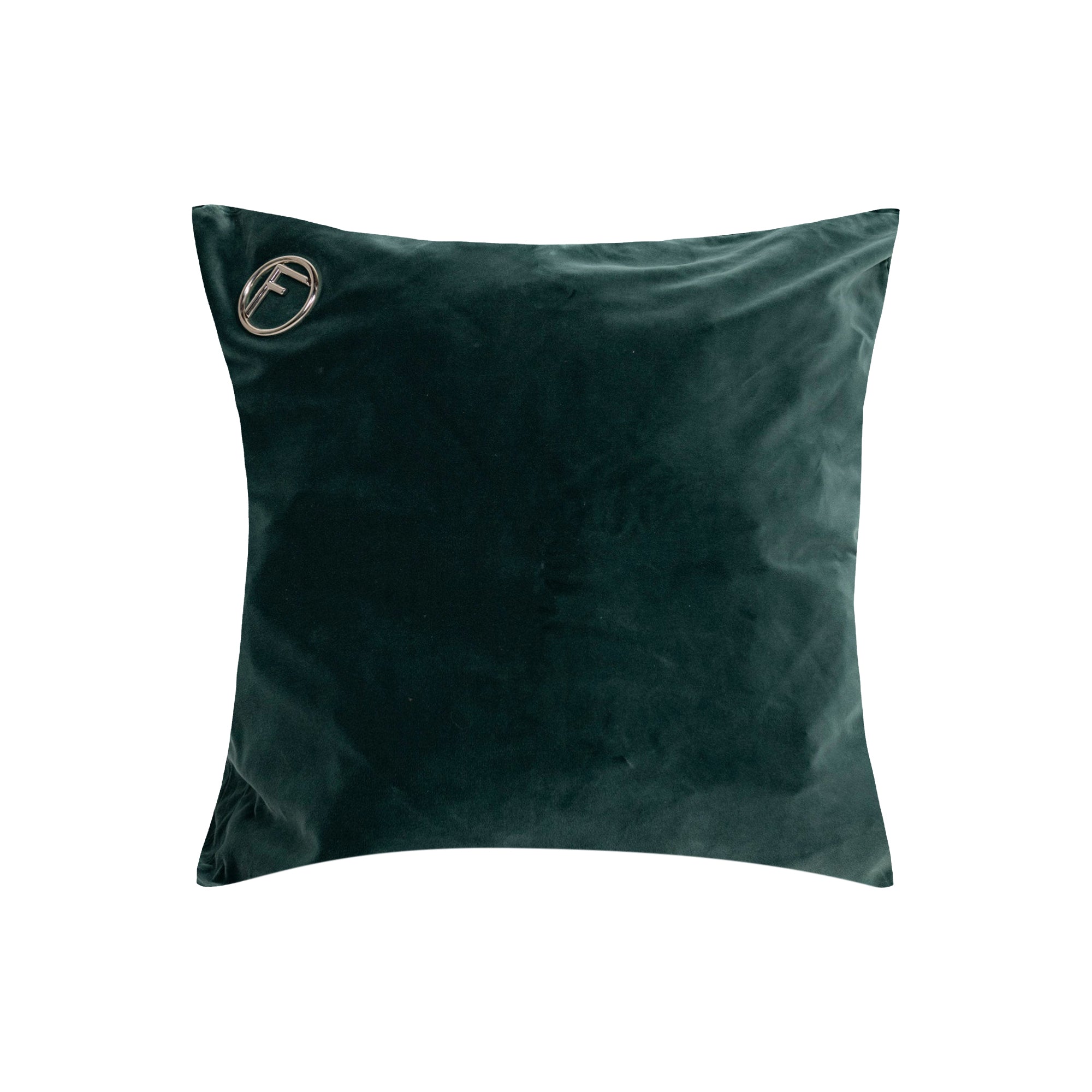 Coussin carré en velours à embellissement - Vert Foncé
