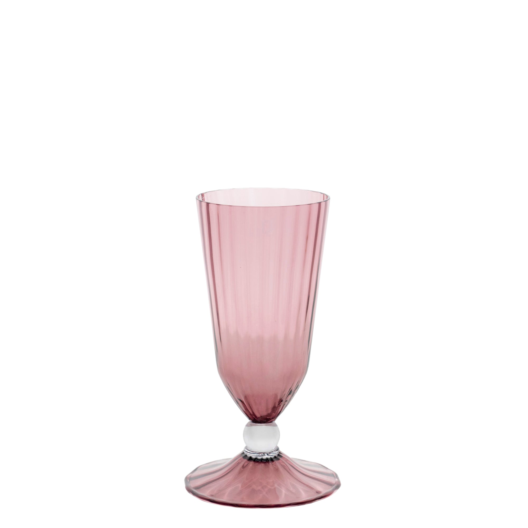 Flûte à champagne en cristal à reliefs - Rose