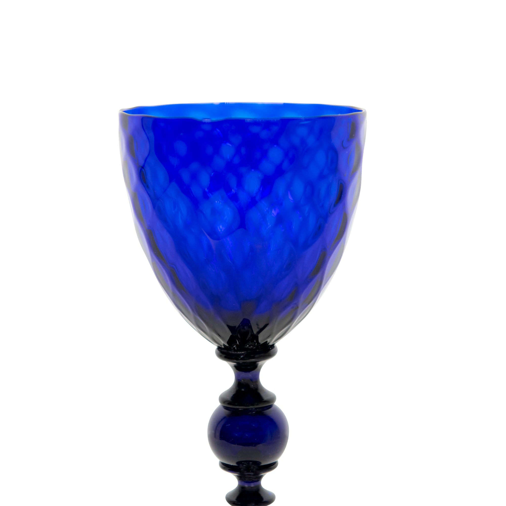 Verre à vin en cristal à motif nid d'abeille - Bleu