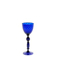 Verre à vin en cristal à motif nid d'abeille - Bleu