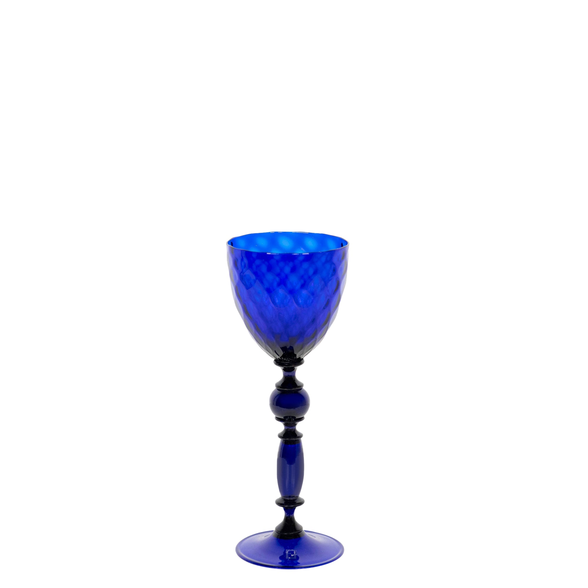 Verre à vin en cristal à motif nid d'abeille - Bleu