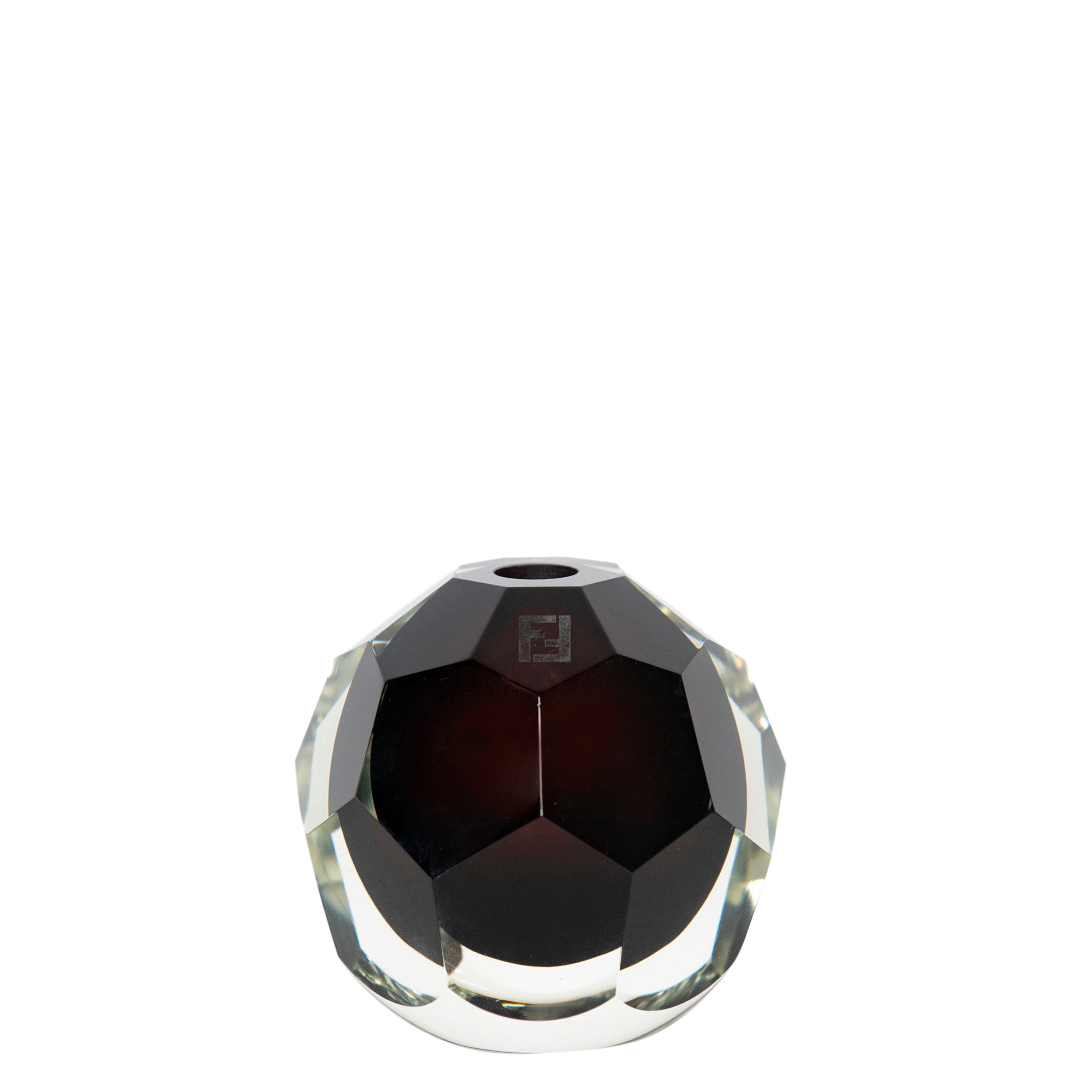 Vase sphérique facetté en cristal - Noir