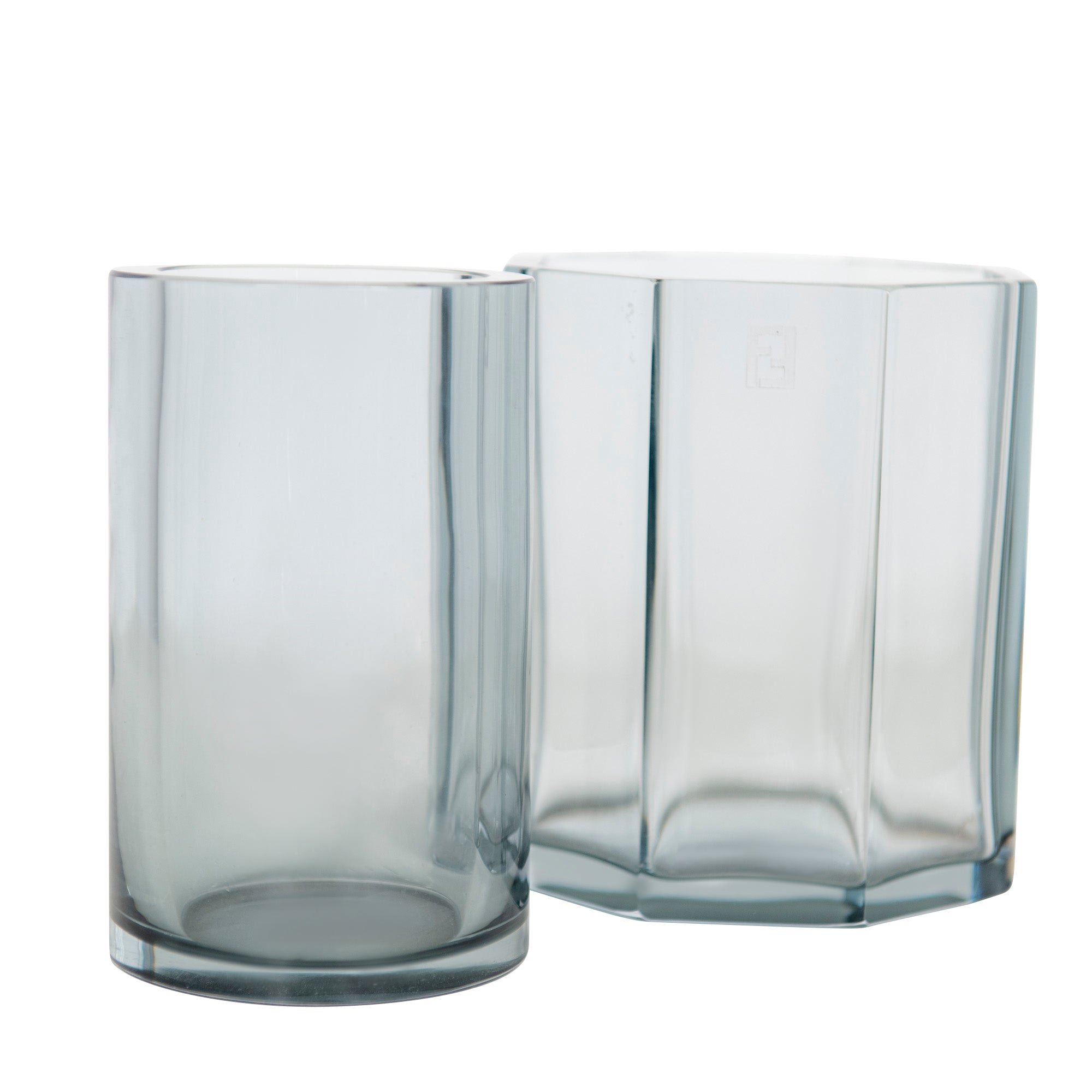 Vase en cristal à base octogonale - Gris