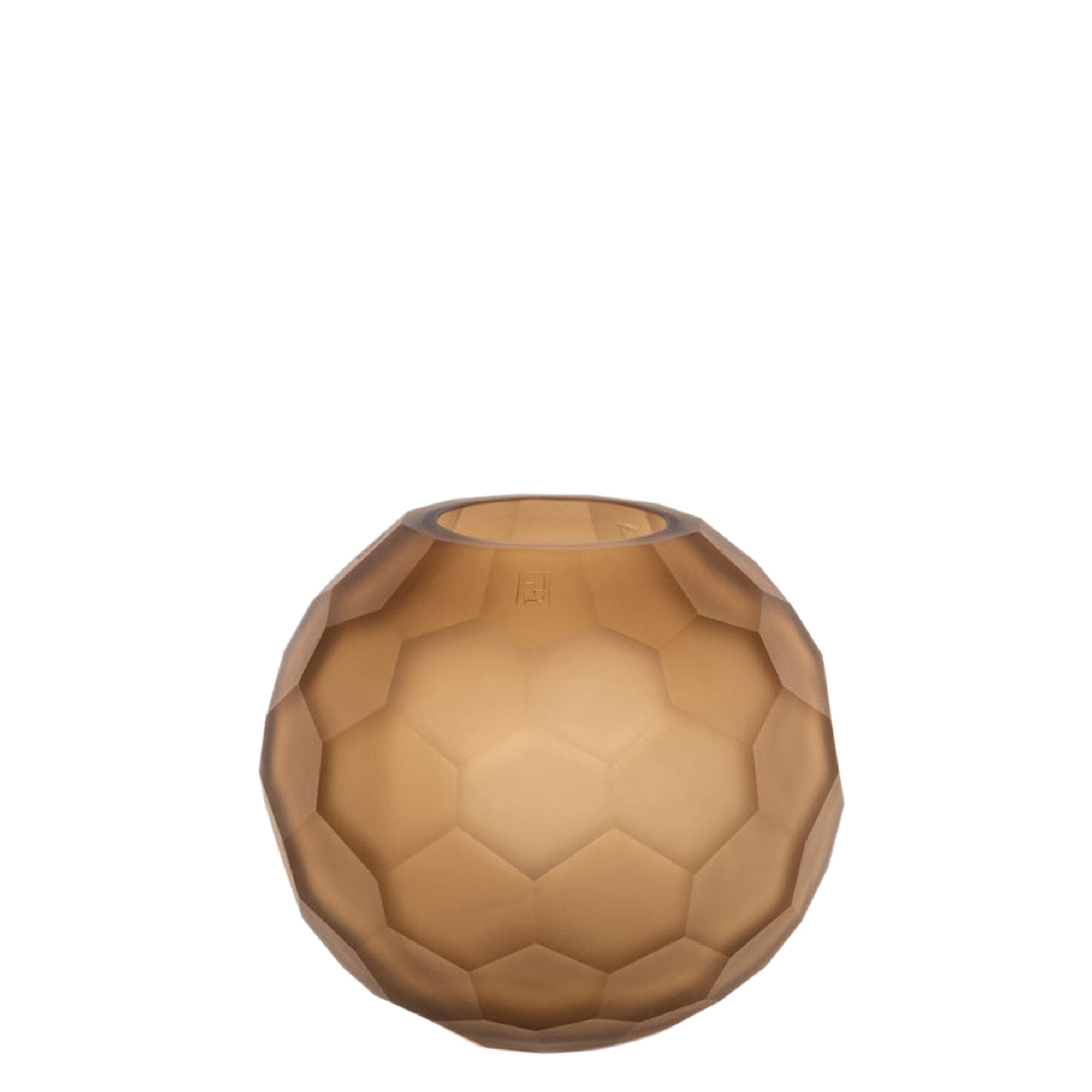 Vase rond en cristal à motif géométrique - Marron