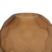 Vase rond en cristal à motif géométrique - Marron