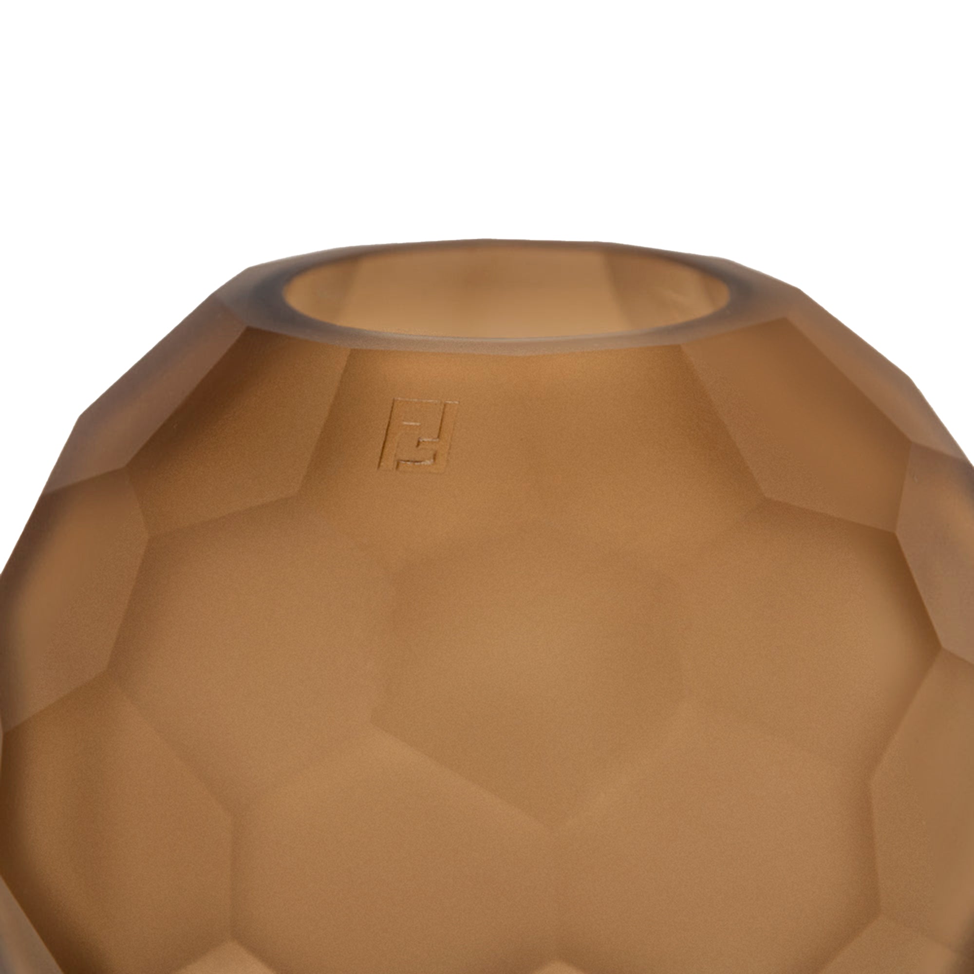 Vase rond en cristal à motif géométrique - Marron