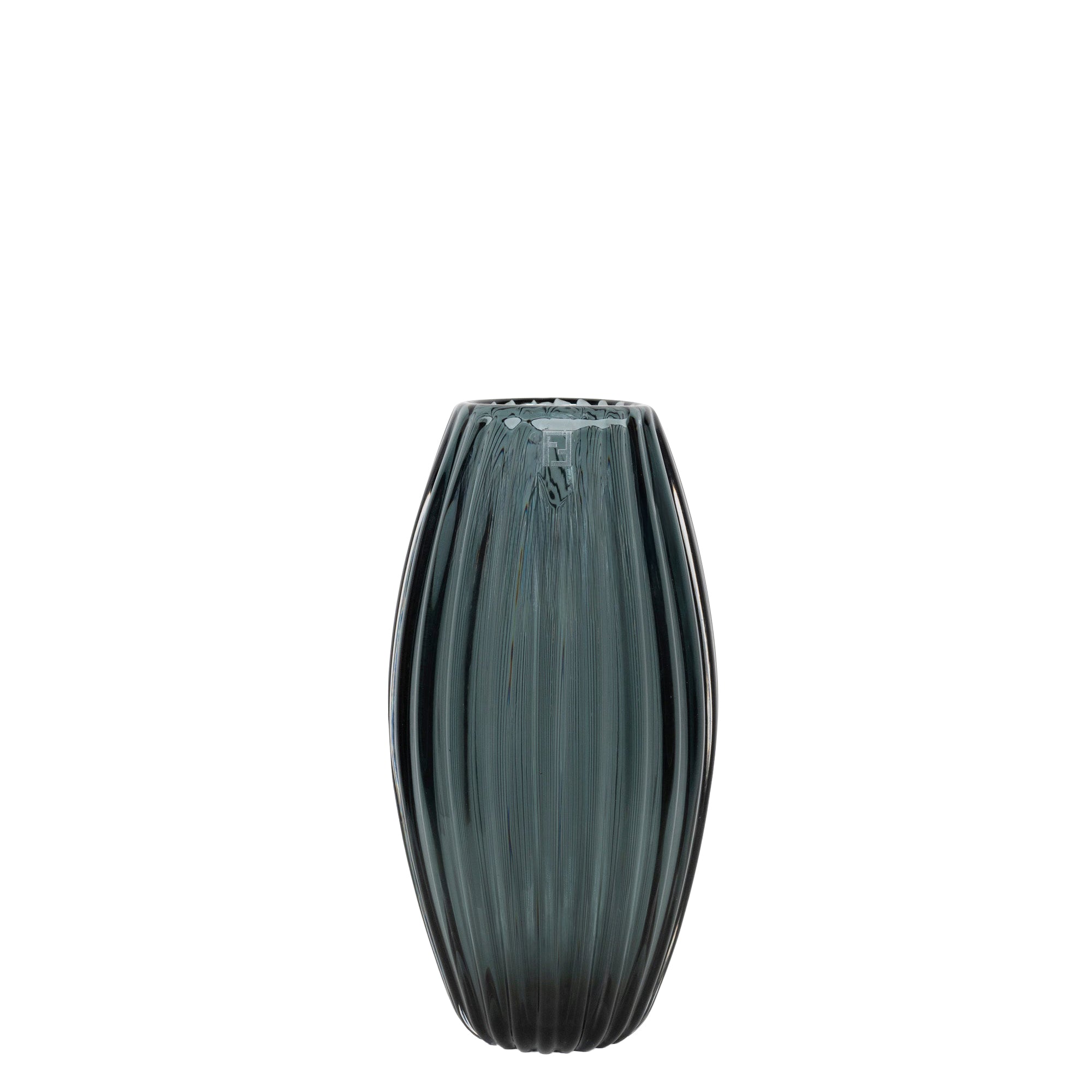 Vase ovale à cannelures - Gris Fumé
