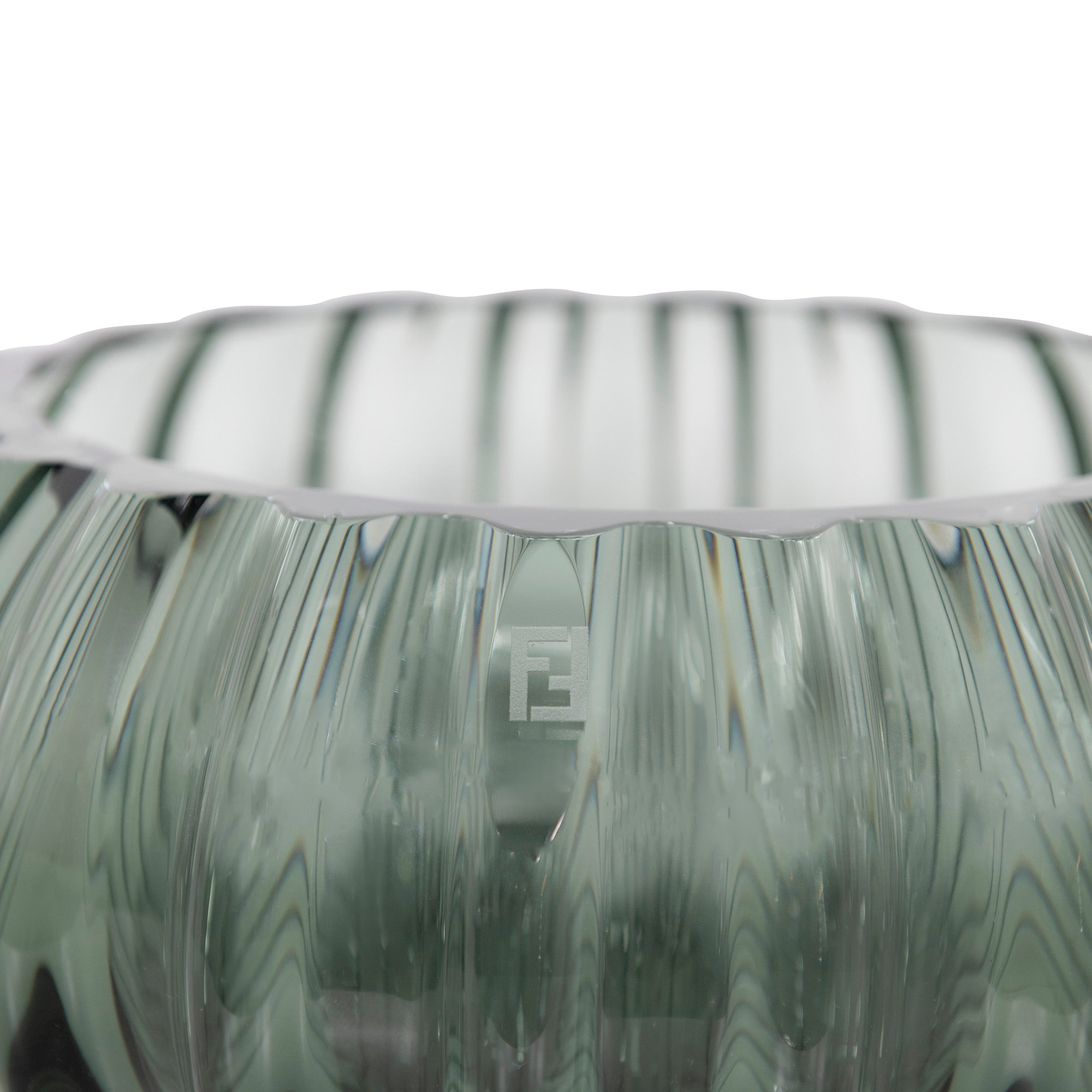 Vase en cristal à rainures - Vert