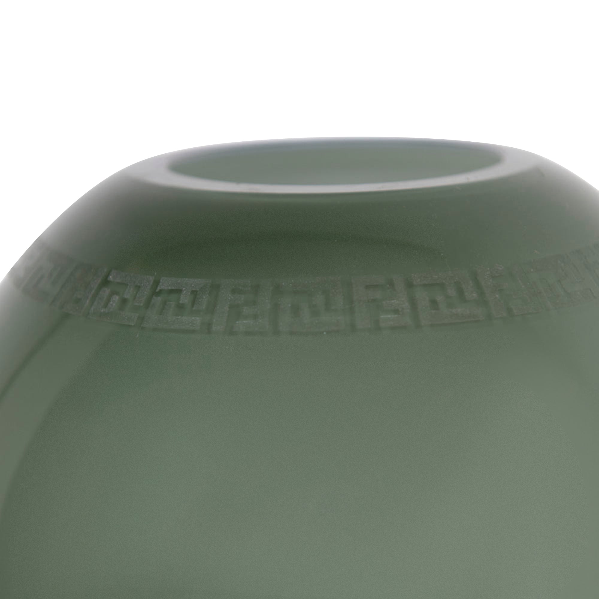 Vase rond en cristal à motif grec - Vert