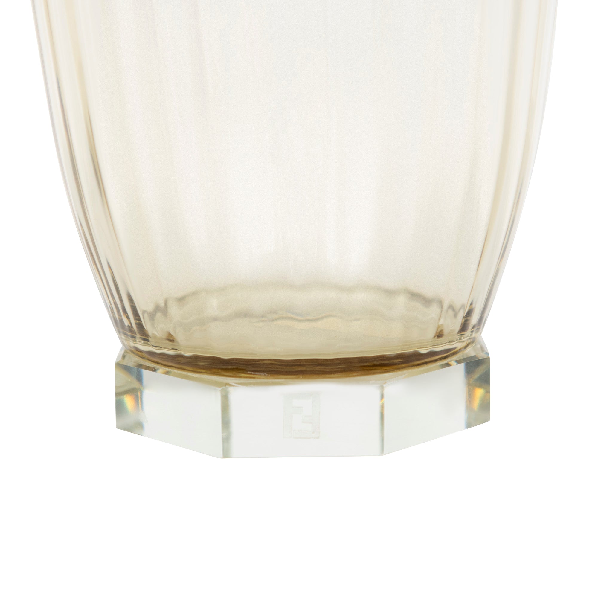 Vase ovale à stries en cristal - Or