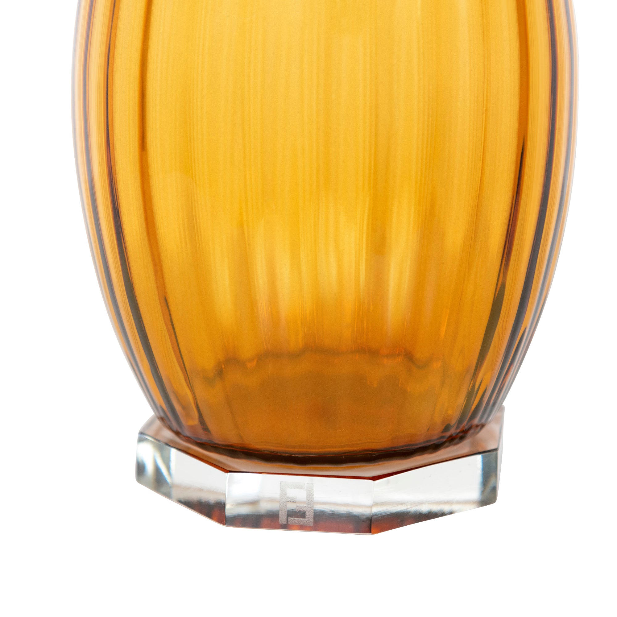 Vase côtelé hexagonal en cristal - Marron Transparent