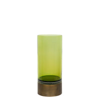 Vase cylindrique en cristal et métal - Vert & Bronze
