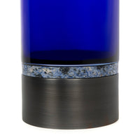 Vase en cristal à base en métal - Bleu Métallique
