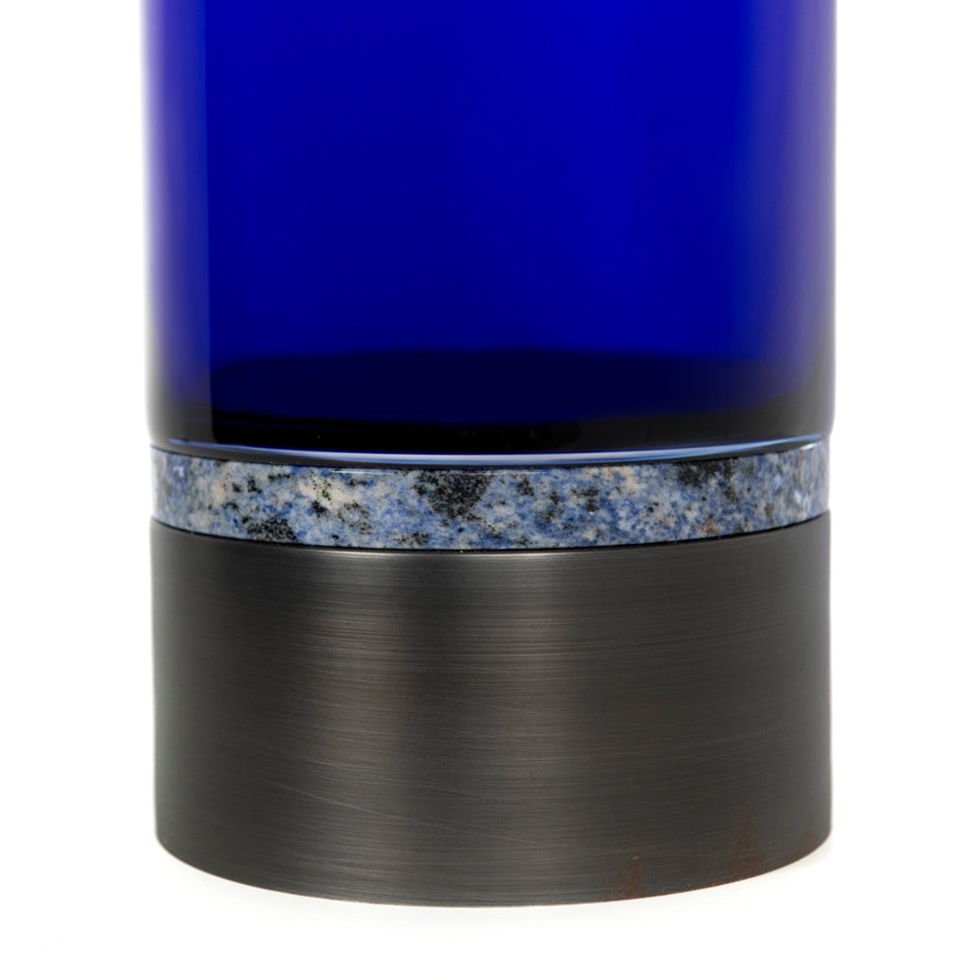Vase en cristal à base en métal - Bleu Métallique