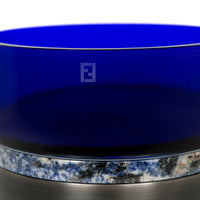 Vase rond en cristal et métal - Bleu & Métal