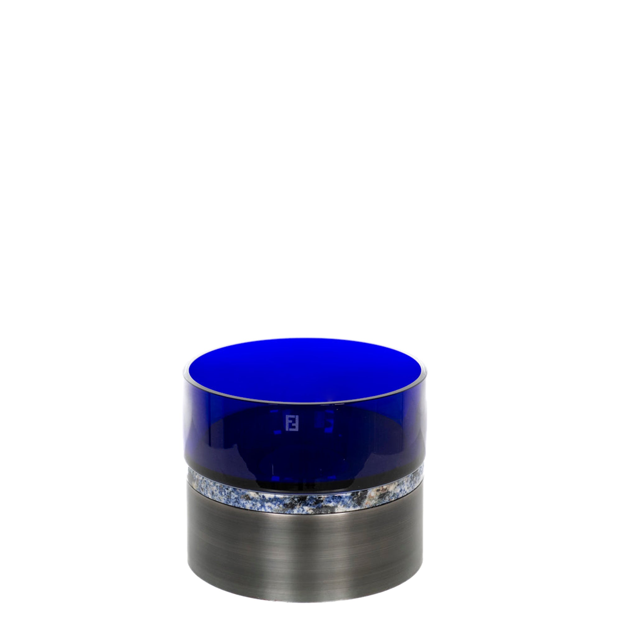 Vase rond en cristal et métal - Bleu & Métal