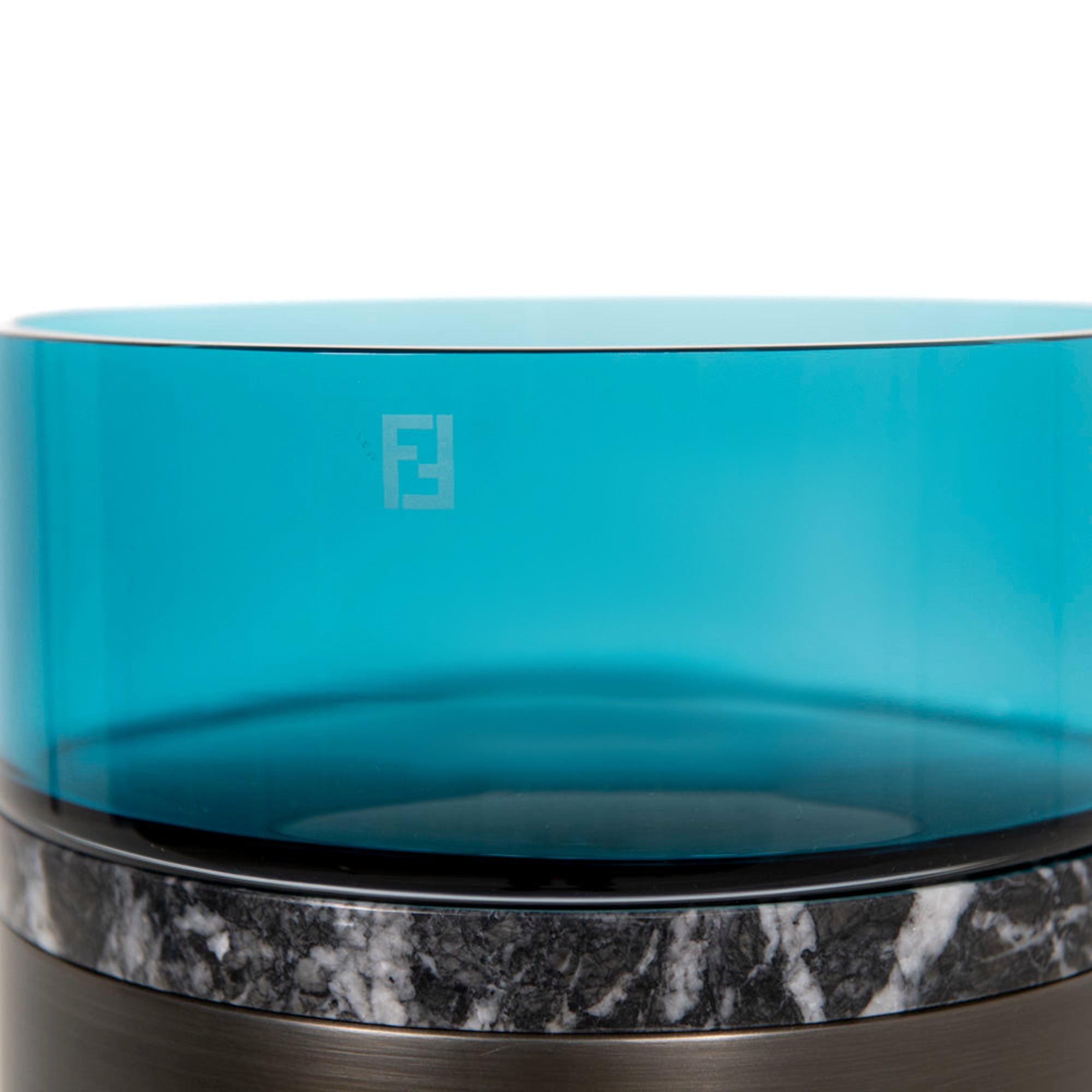 Vase en cristal et métal - Bleu & Métal