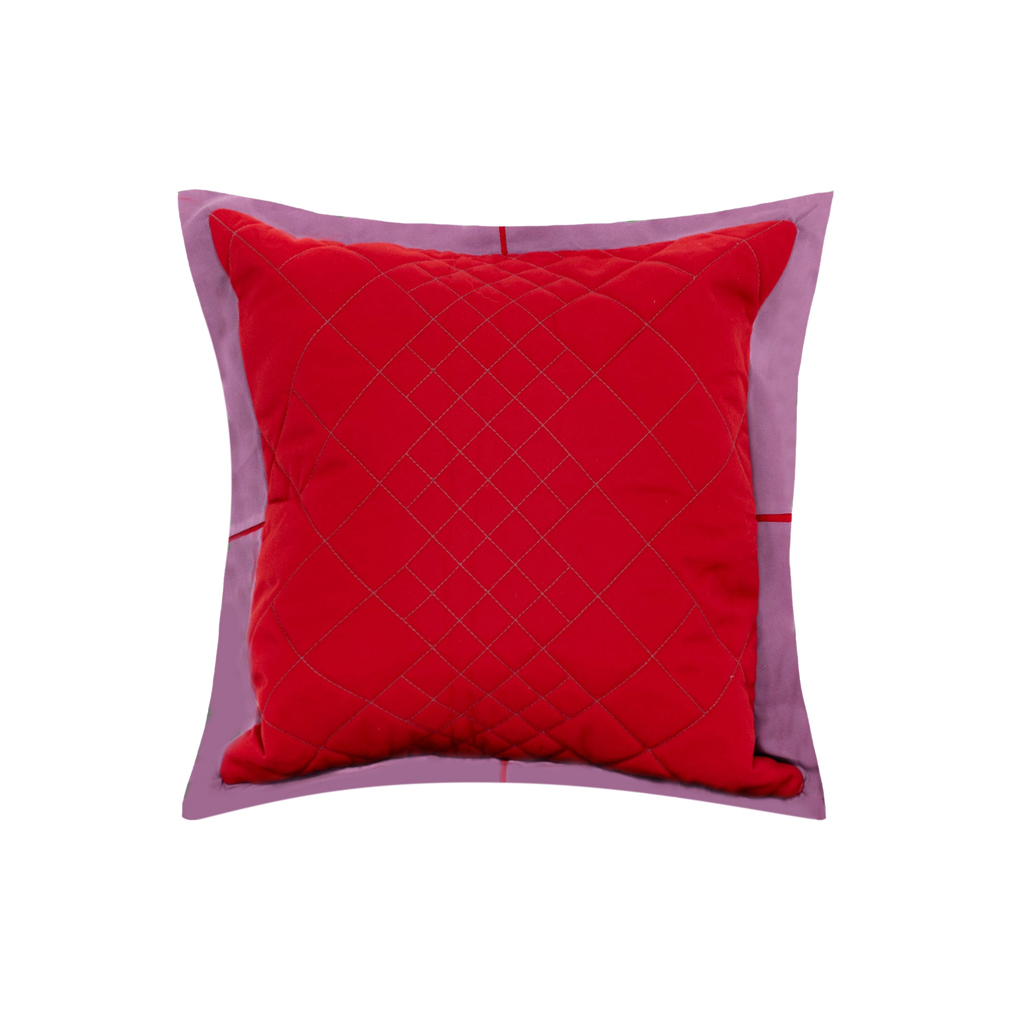 Coussin décoratif matelassé - Rouge & Rose