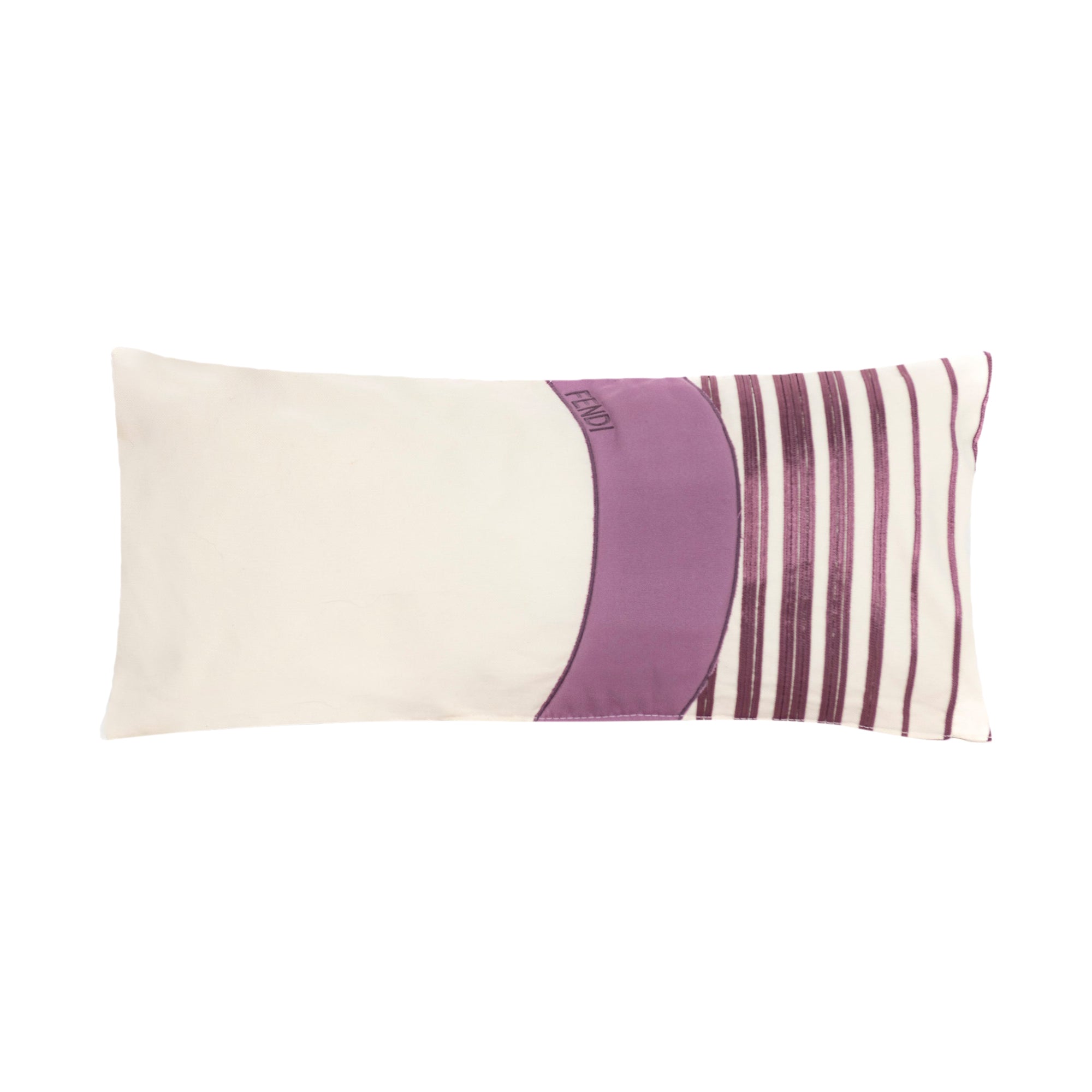 Coussin à rayures et demi-cercle - Blanc Cassé & Violet