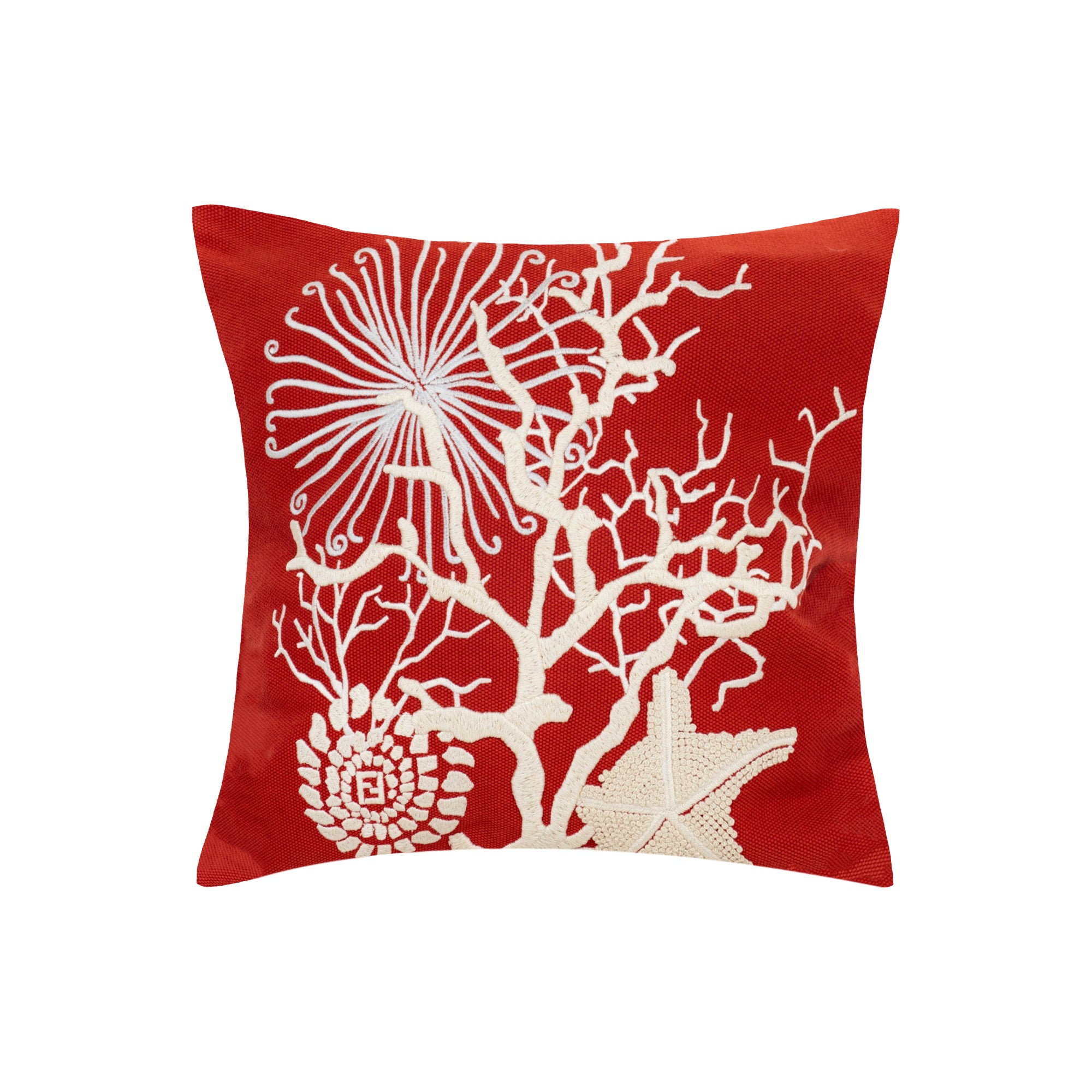 Coussin décoratif brodé motif marin - Rouge