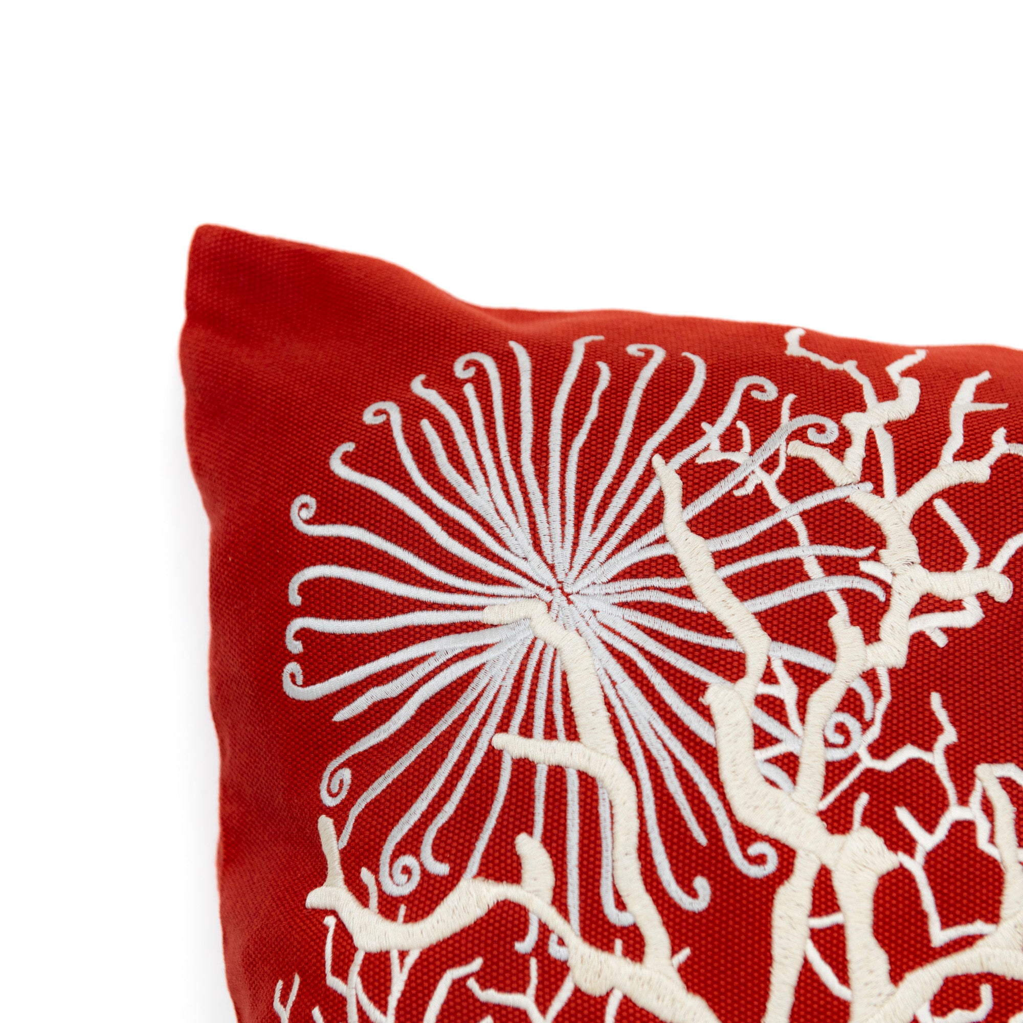Coussin décoratif brodé motif marin - Rouge