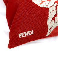 Coussin carré à motif feuilles brodées - Rouge