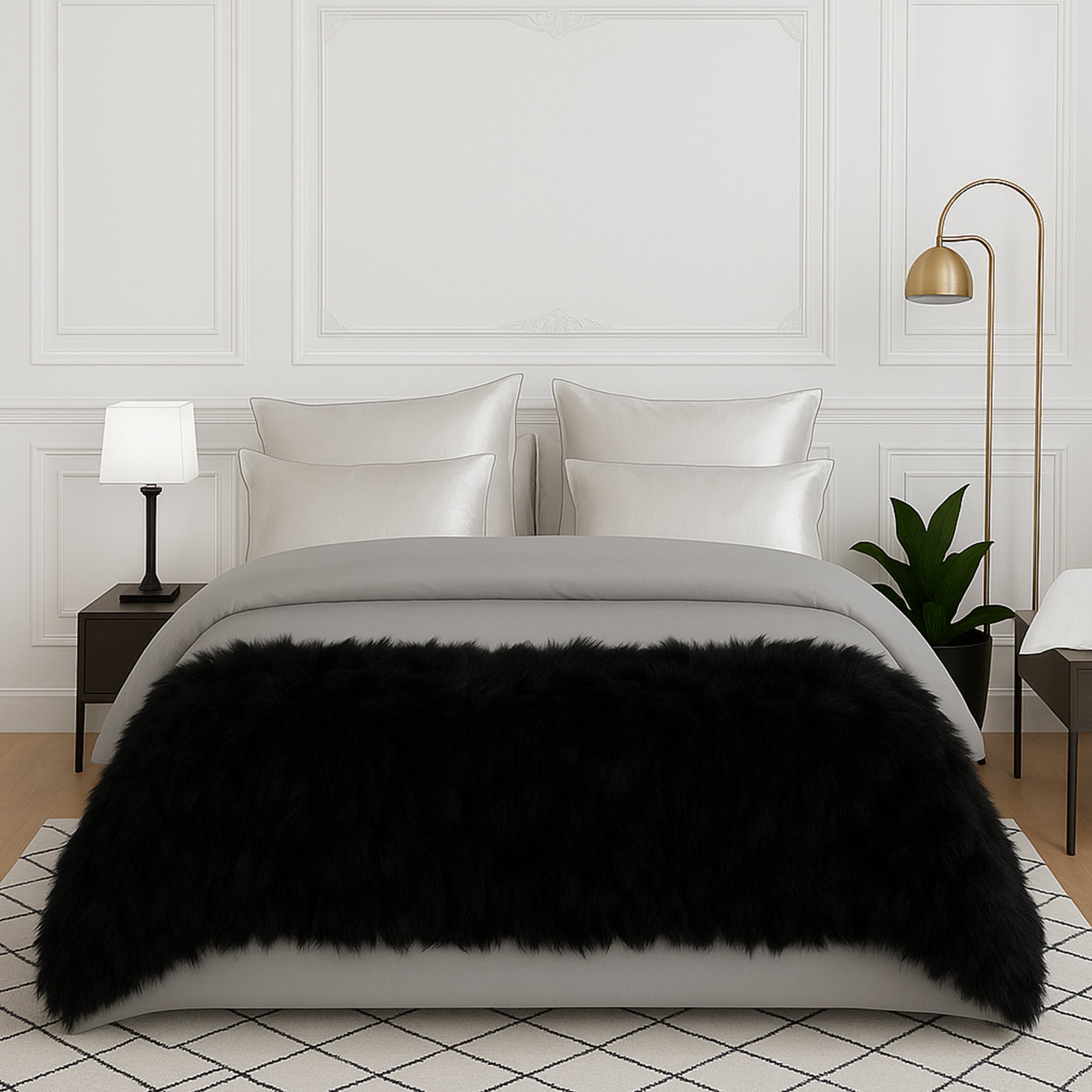 Plaid rectangulaire en fourrure - Noir