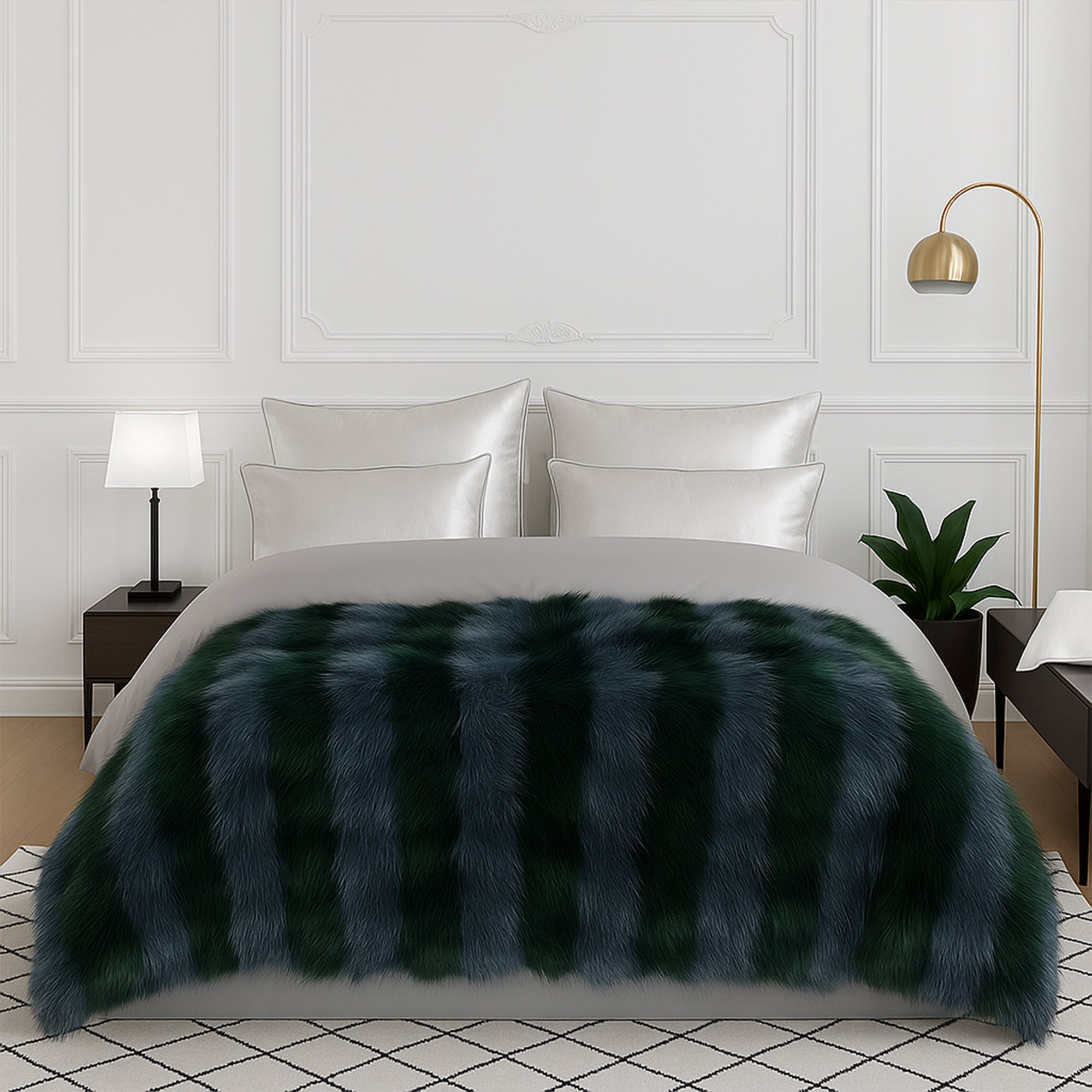 Plaid en plumes à couches - Bleu Foncé