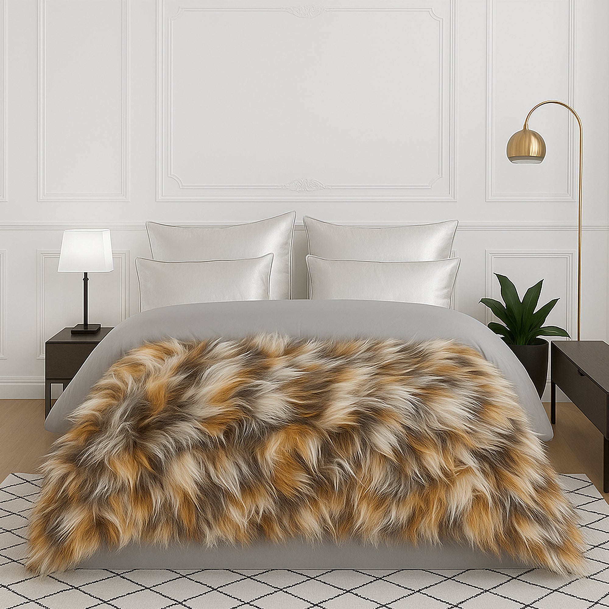 Plaid en fourrure longue - Multicolore