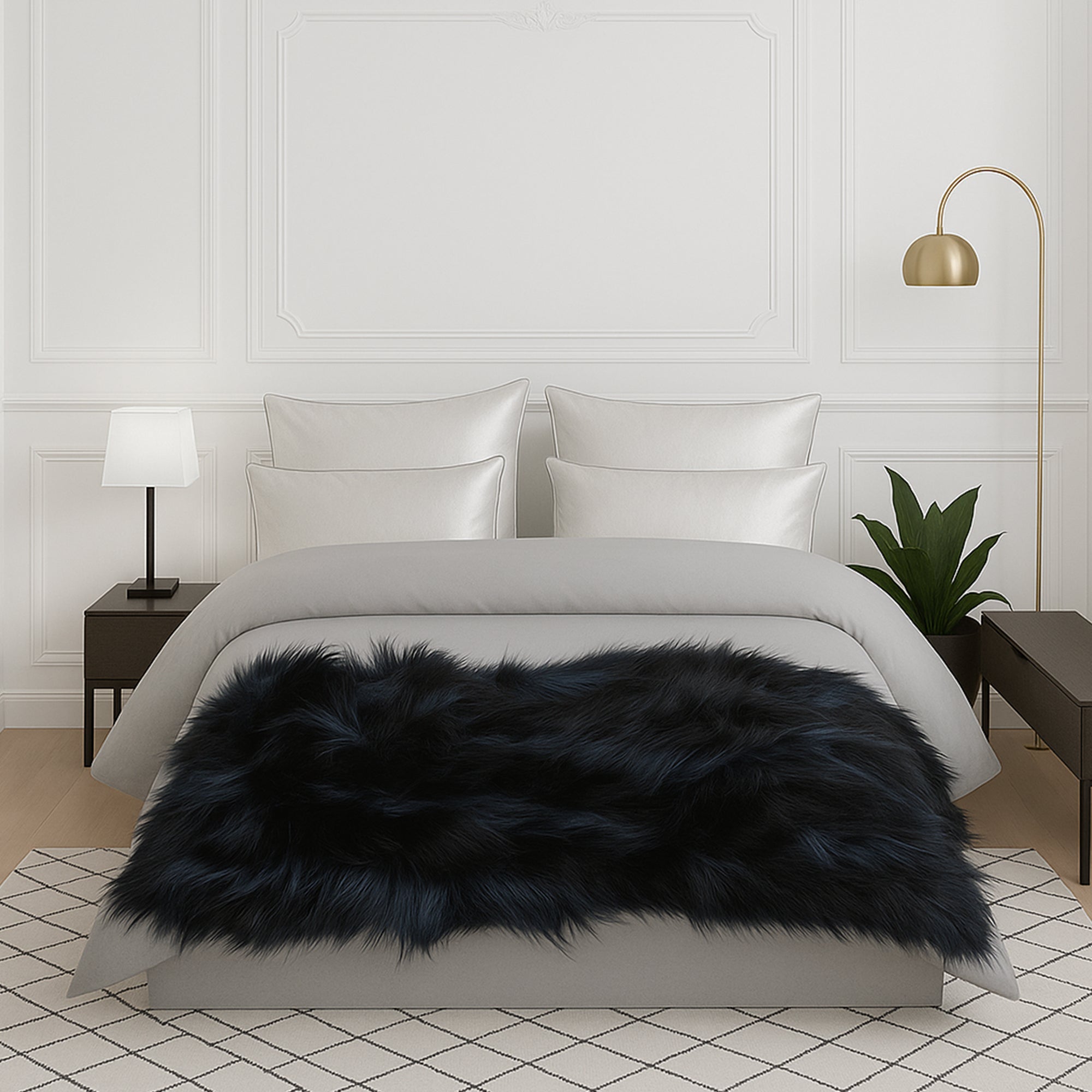 Plaid en fourrure effet méché - Noir