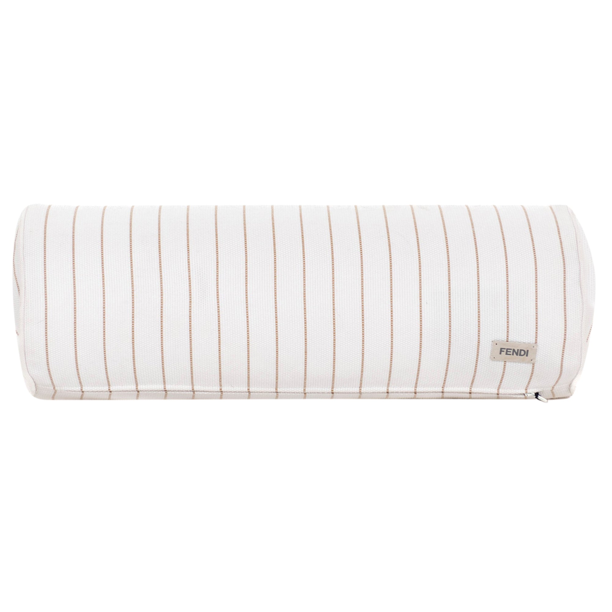 Coussin traversin à rayures - Marron Clair & Blanc
