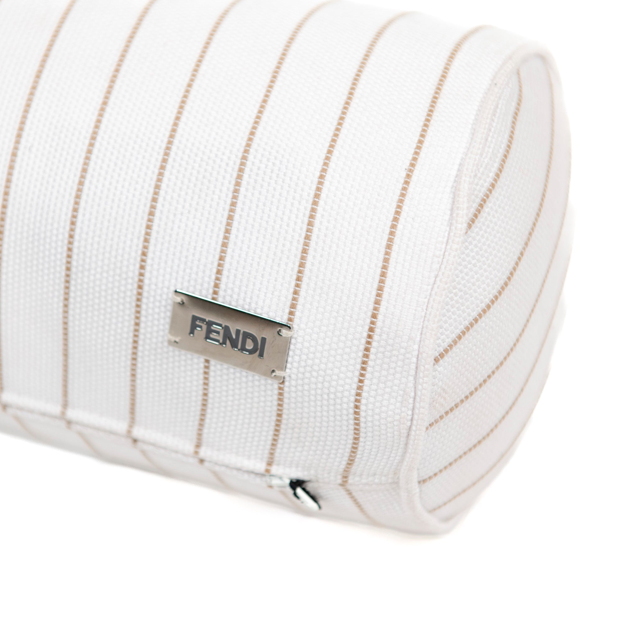 Coussin traversin à rayures - Marron Clair & Blanc