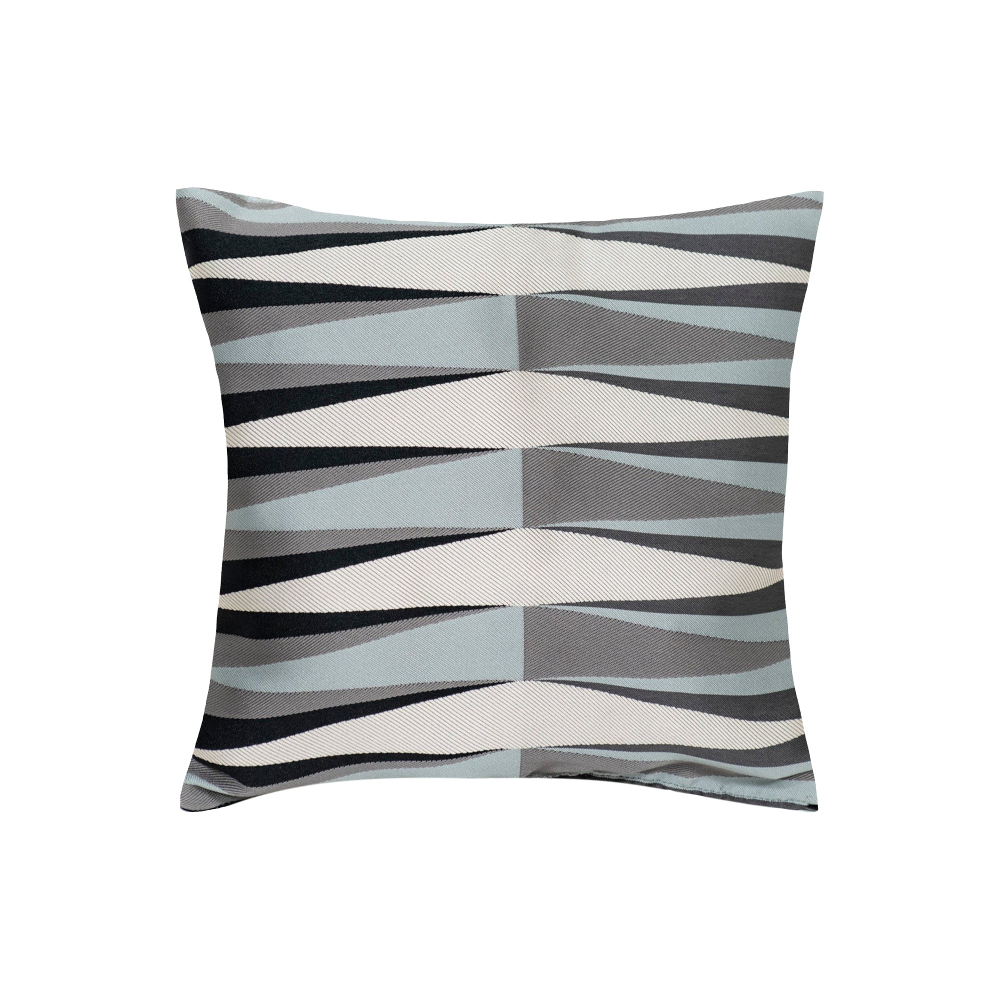 Coussin géométrique rayé - Bleu Gris