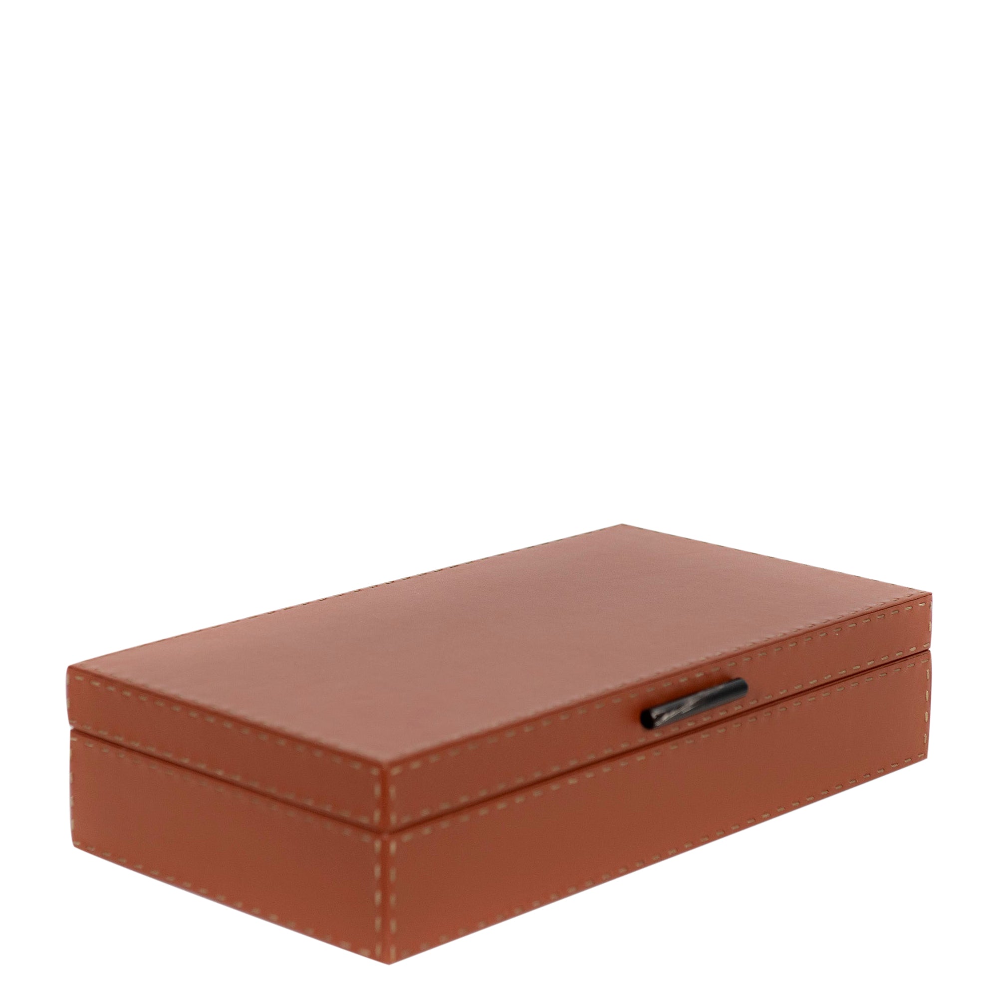 Boîte à bijoux rectangulaire en cuir - Marron
